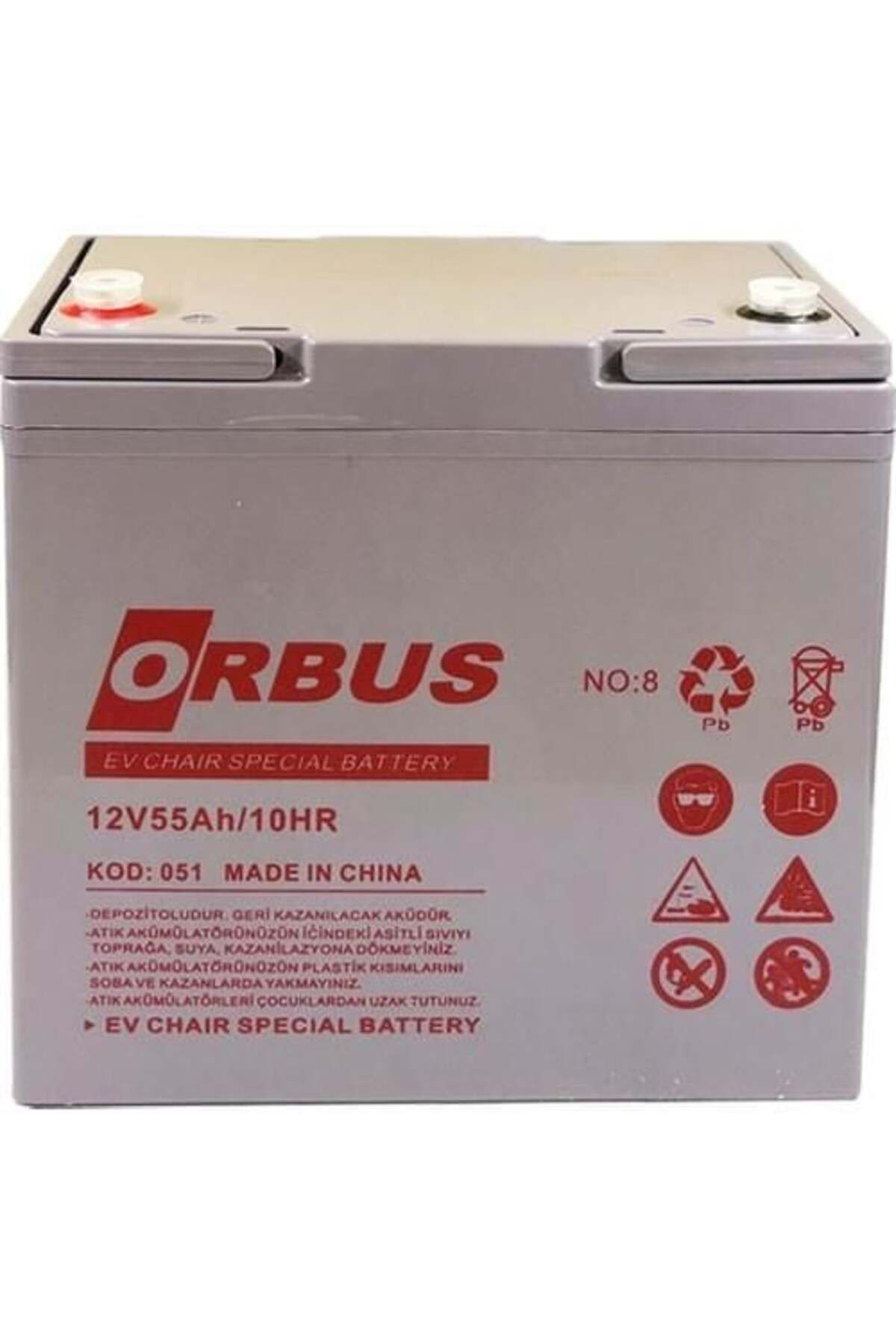 ORBUS 12 VOLT 55 AMPER JEL ENGELLİ SANDALYE AKÜSÜ ORBUS-229*138*215 mm -Uyumlu 17,5 kg.
