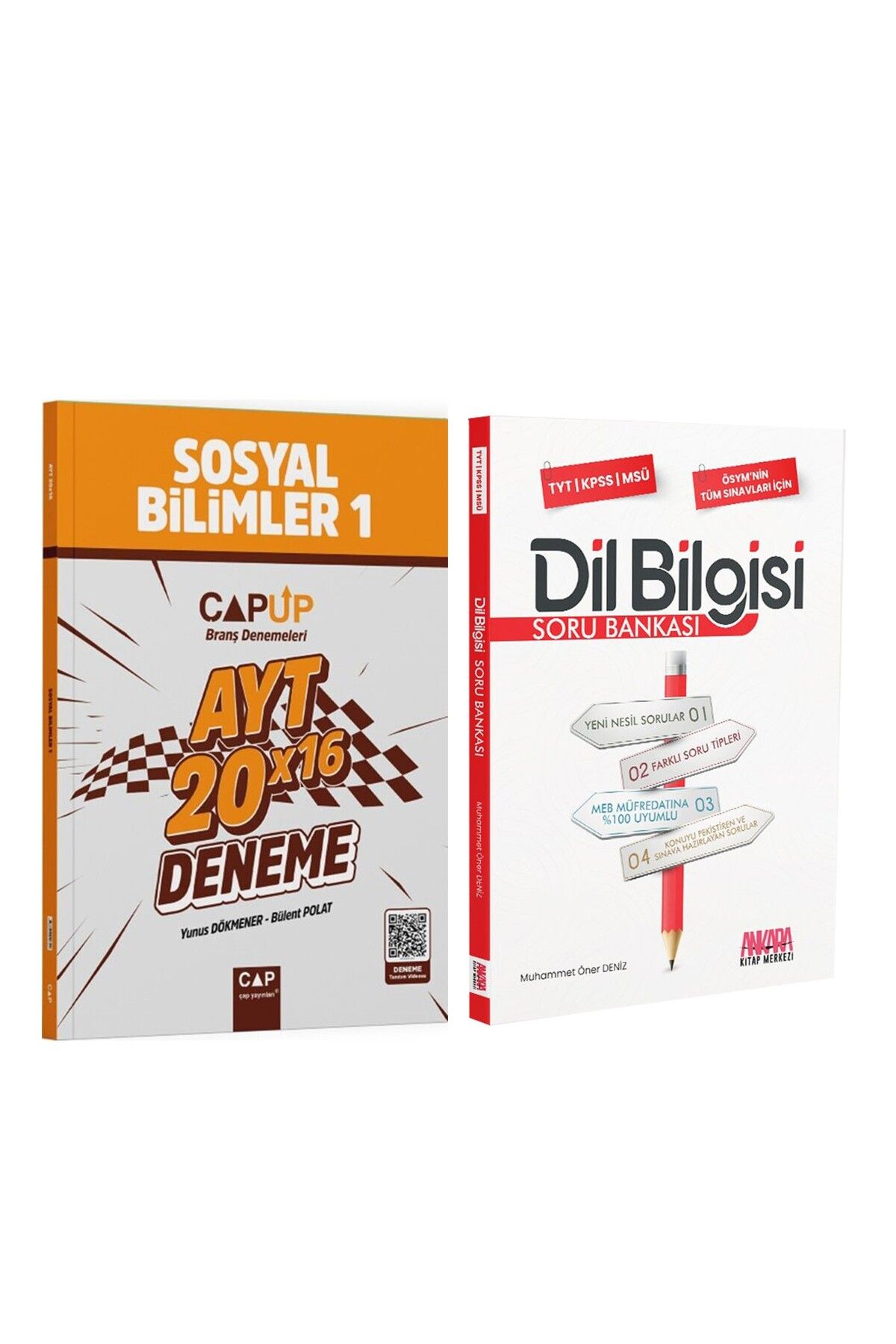 Ankara Kitap Merkezi Çap Yayınları AYT Sosyal Bilimler 1 20 X 16 Up Deneme ve AKM Dil Bilgisi Soru Bankası Seti 2 Kitap