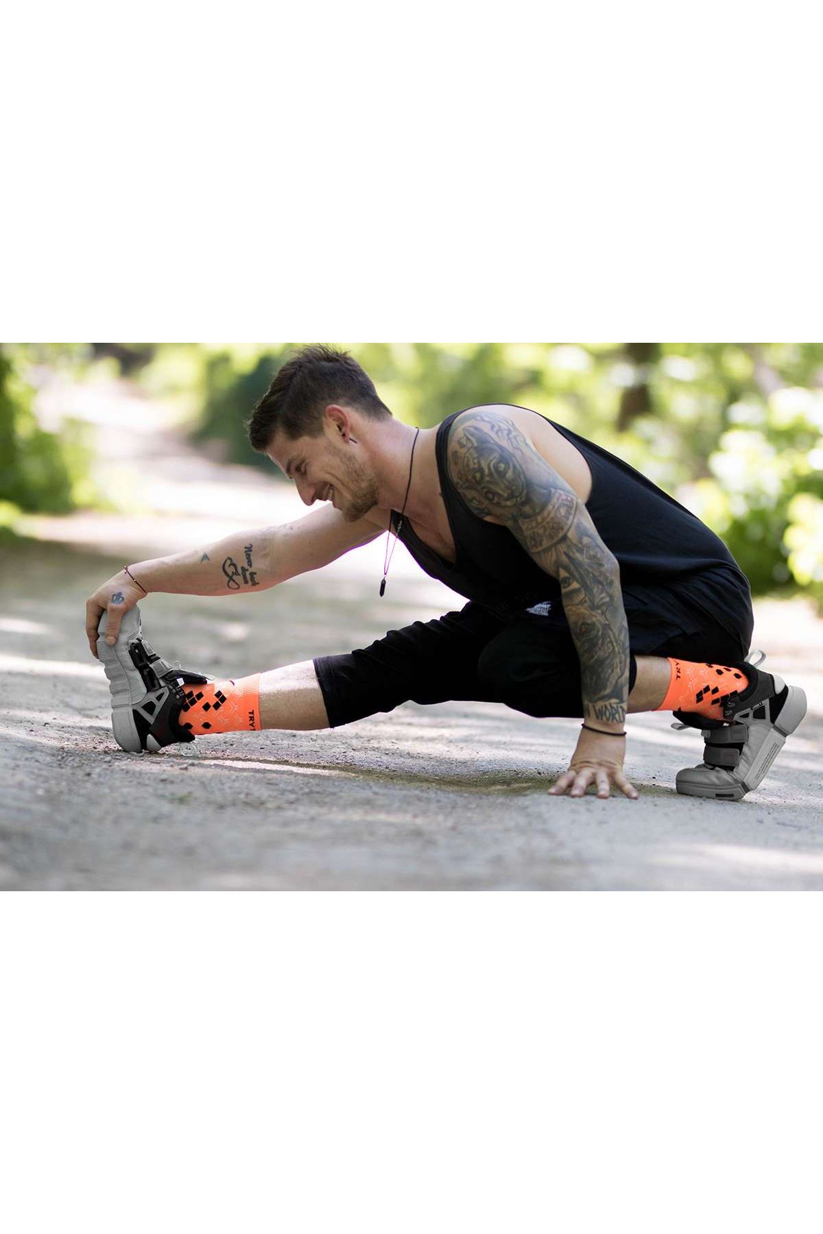 Try to Fly-Fluorescent Orange Compression Socks 7
