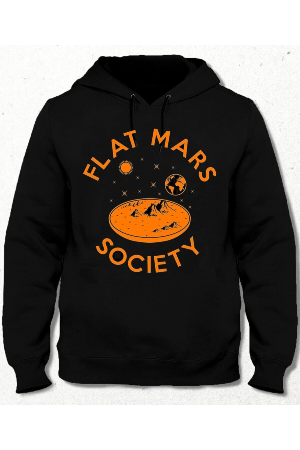 Pisa Art Flat Mars Siyah Cepsiz Kapşonlu Sweatshirt
