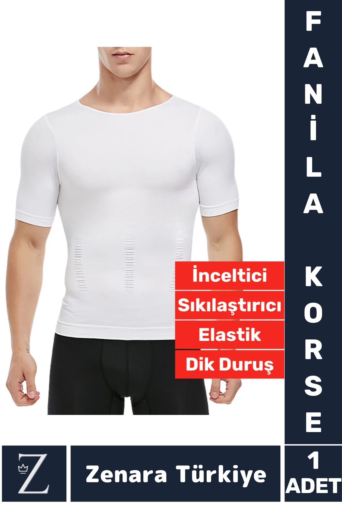 Zenara Özel Üretim Jinekomasti Dik Duruş Göğüs Göbek Toparlayan Sıkılaştıran Ultra Esnek Erkek Fanila Korse
