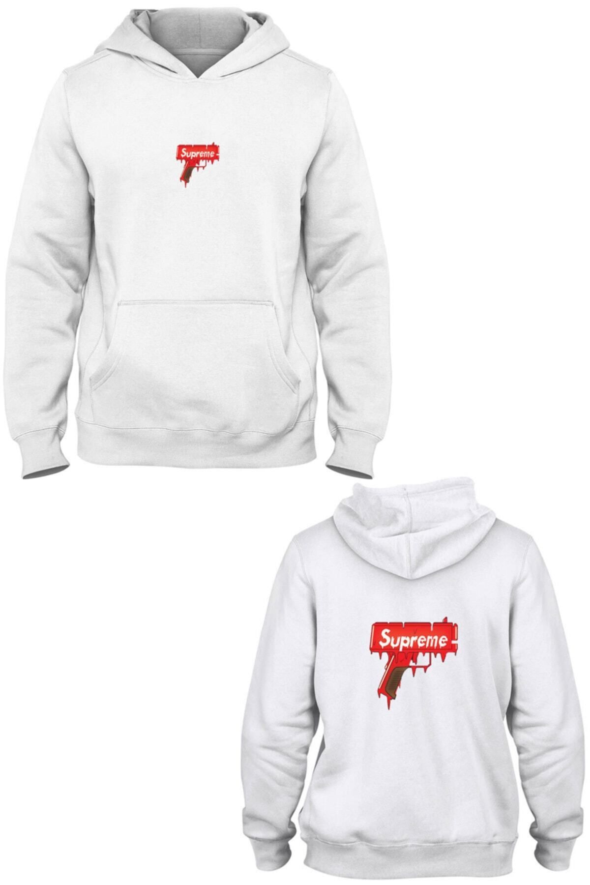 Pisa Art Tabanca Ön Arka Baskılı Kanguru Cepli Kapşonlu Sweatshirt Bll3415
