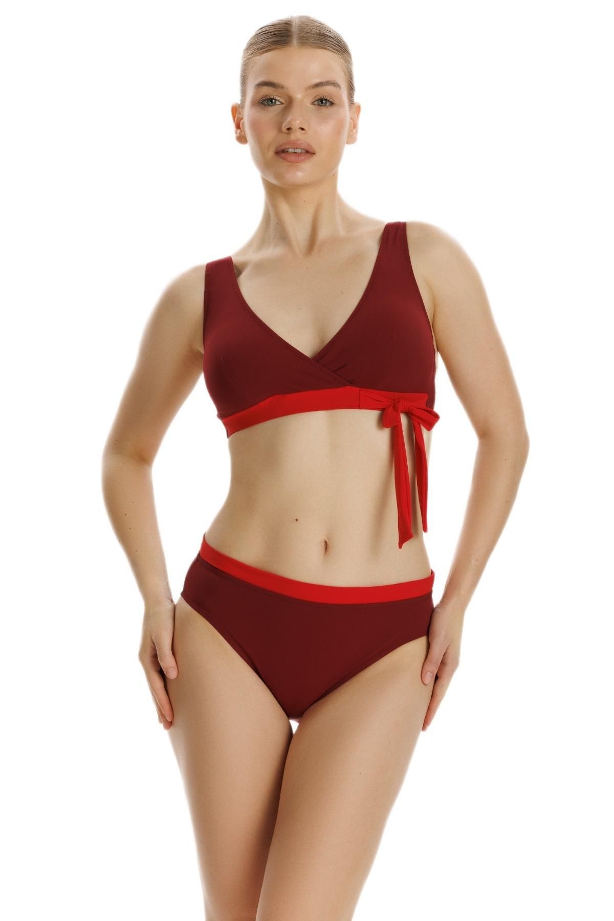 ZEKİ Zeki Bordo Üçgen Bikini Takımı