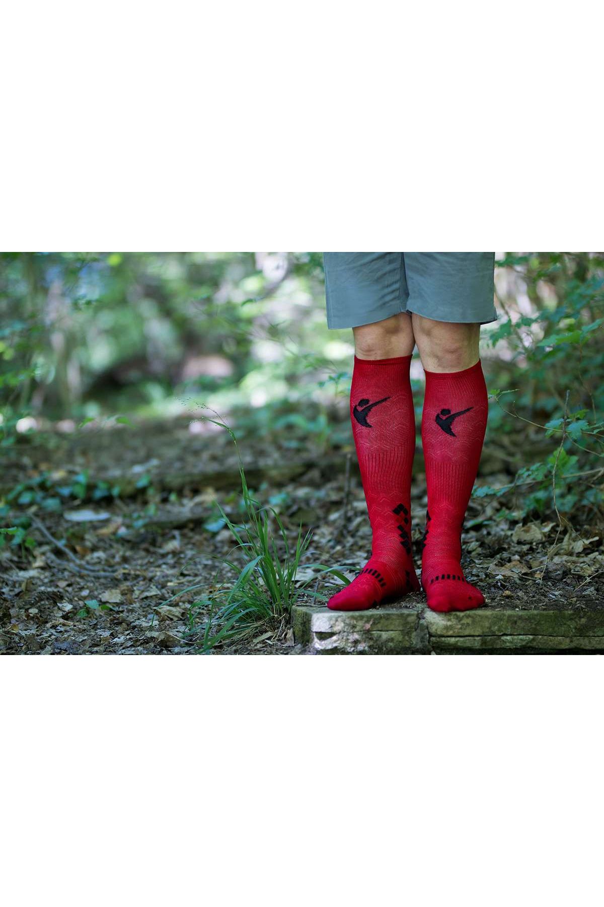 Try to Fly-Red Knee-Length Compression Socks 6