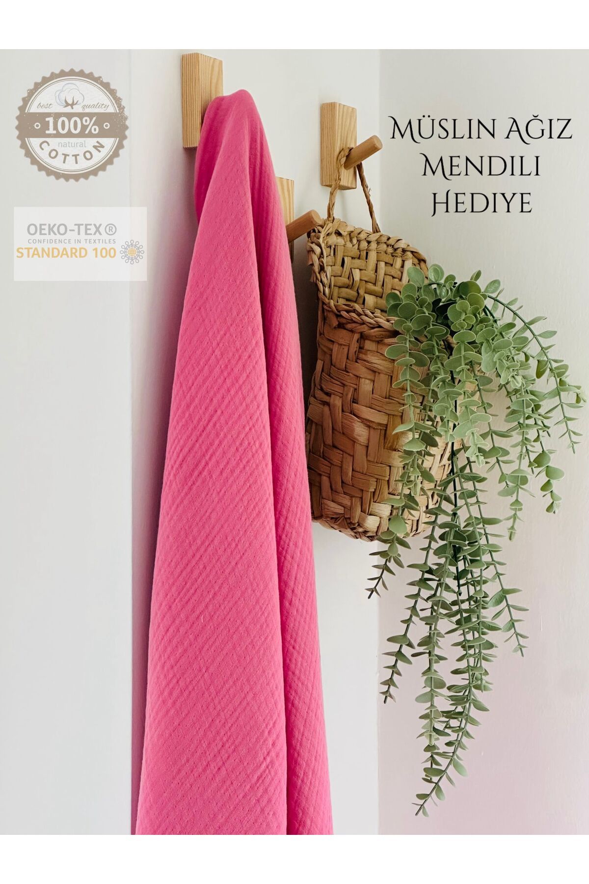 Fulya Tuhafiye %100 Pamuk 4 Katlı Müslin Bebek Battaniyesi Gülkurusu OEKO-TEX Sertifikalı Müslin Örtü 110x120 cm
