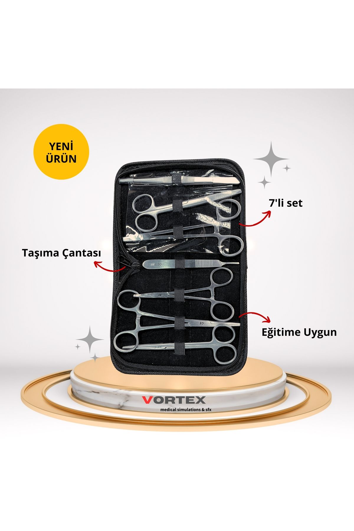 Vortex Cerrahi Eğitim Dikiş Seti 7 Parça, Çantalı (Eğitim Amaçlı)