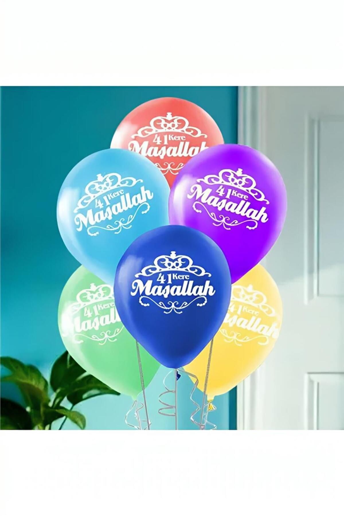 alsepeteavm 41 Kere Maşallah Baskılı Karışık Renk Balon 11"
