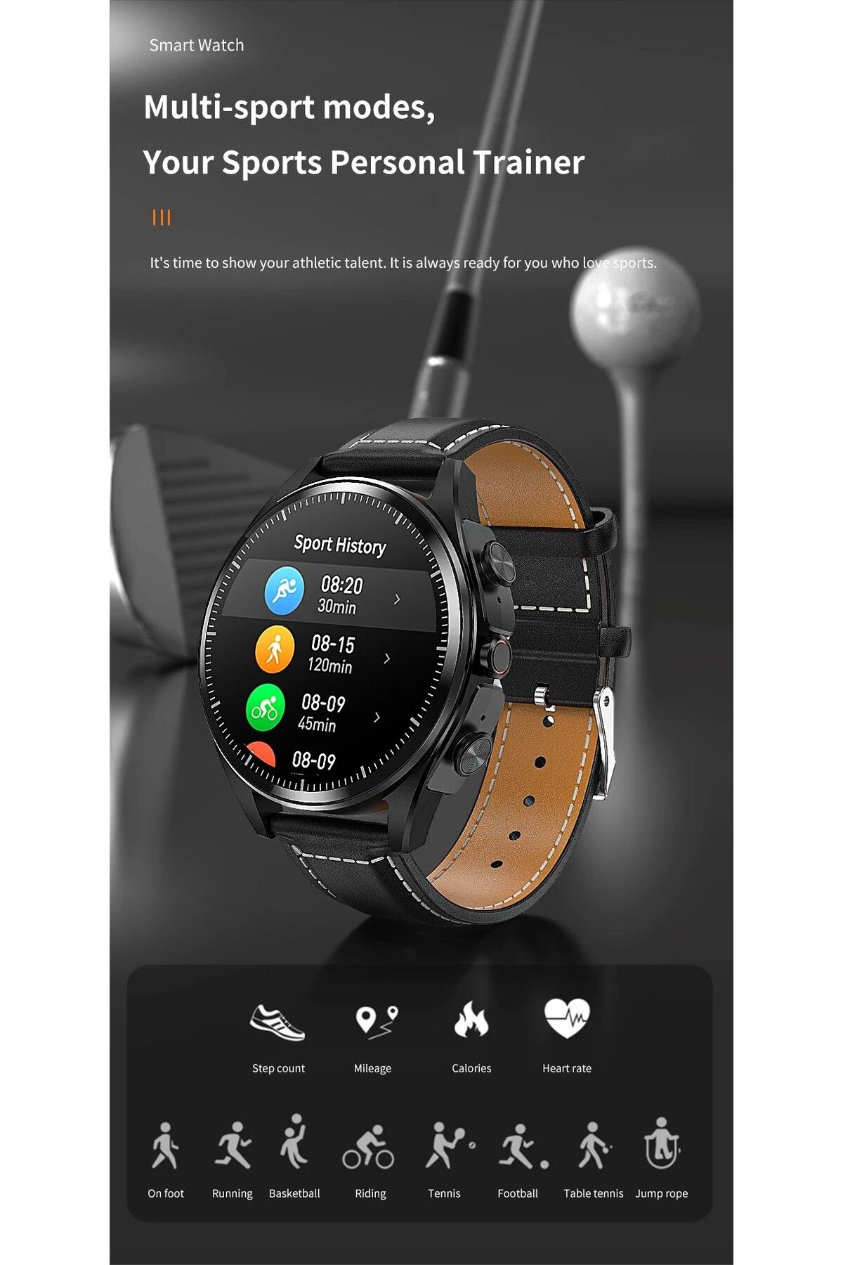 zeevos-f26 smartwatch with built-in Bluetooth headphones, NFC, 4G internal memory, Bluetooth call, 8