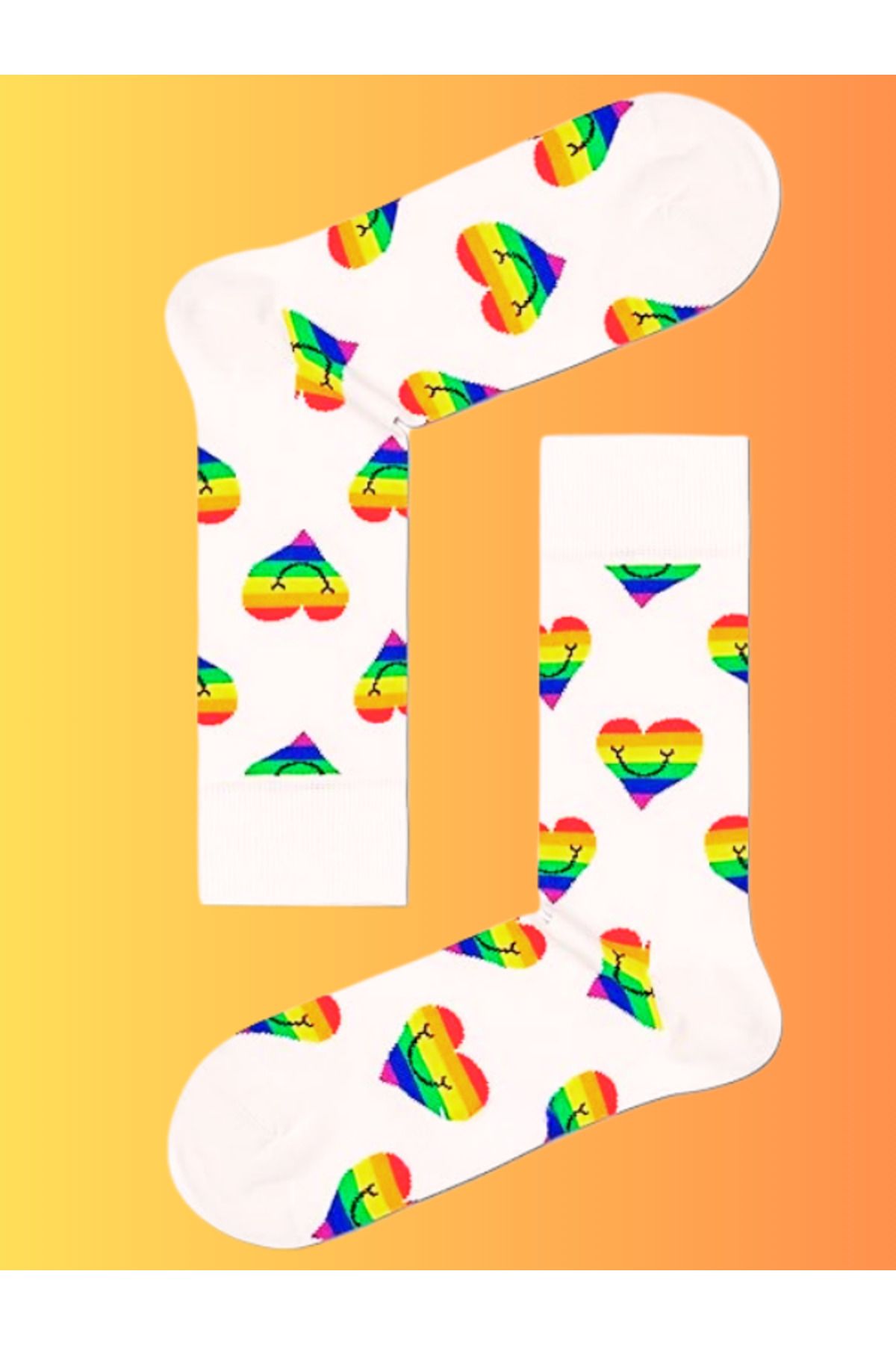 Shuttle Park Özel Seri Happy Renkli Rainbow Desenli Socks Eğlenceli Rahat Tasarım Tarz Soket Dikişsiz Çoraplar