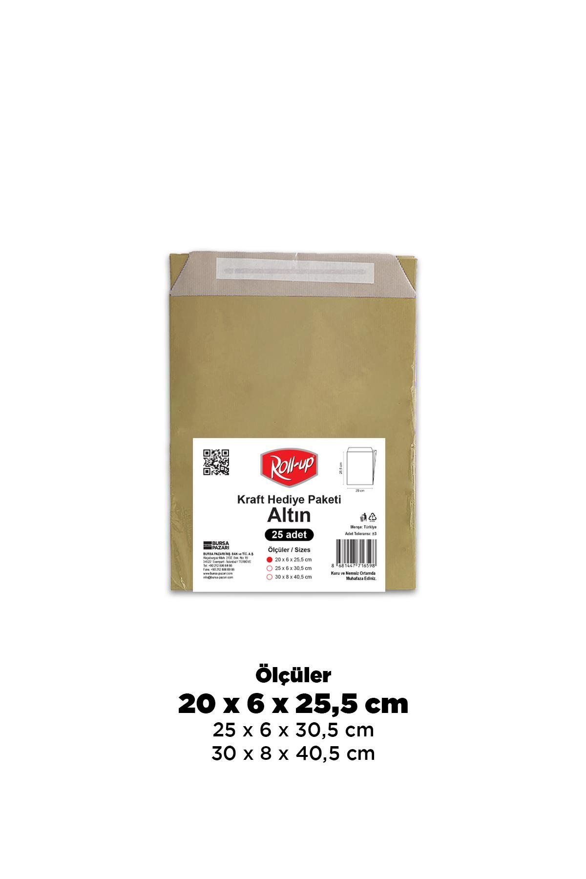 supertrend Süpertrend Roll-up Kraft Hediye Paketi Altın 20x6x25,5x4,5 25li