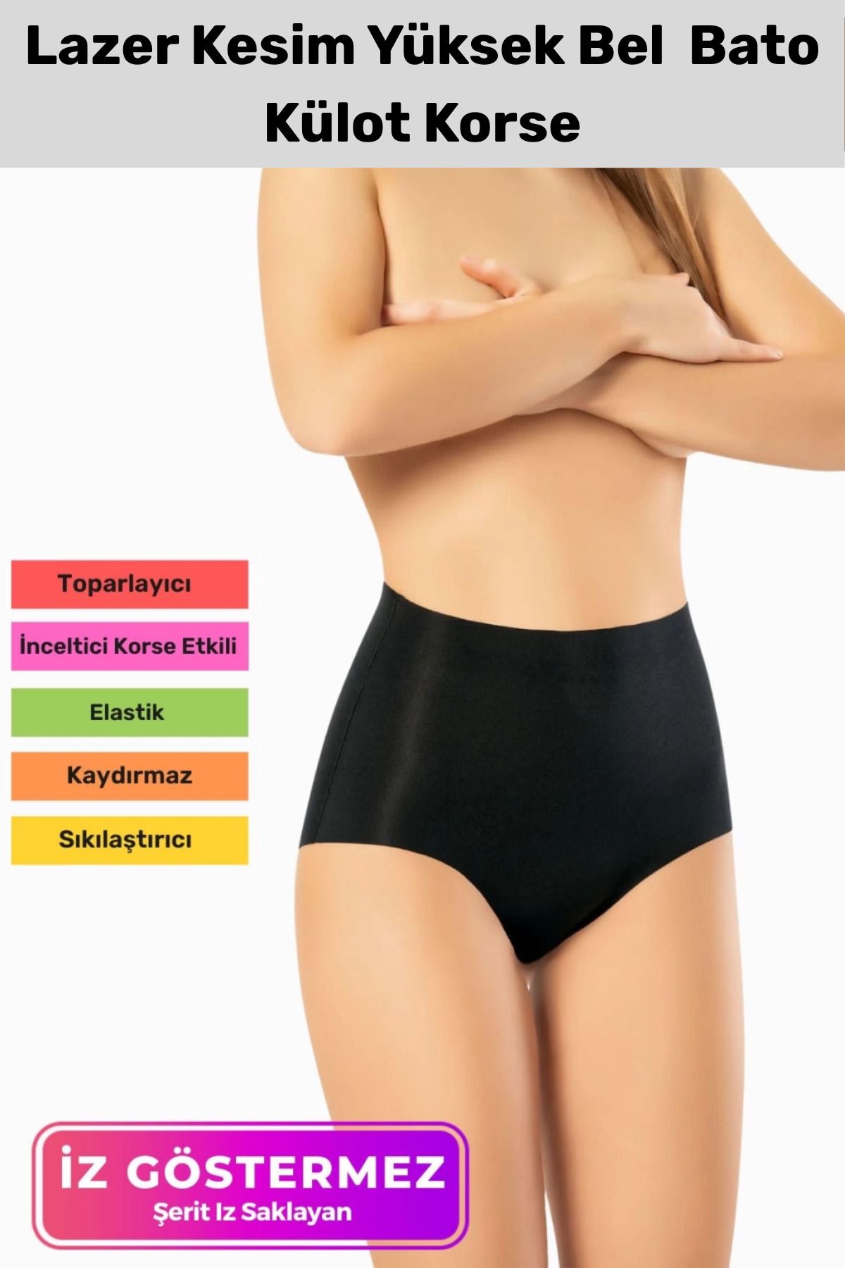 PeraNova Premium İz Göstermeyen Kaymaz Dikişsiz Vücut Toparlayan Kadın Lazer Kesim Bato Külot Korse