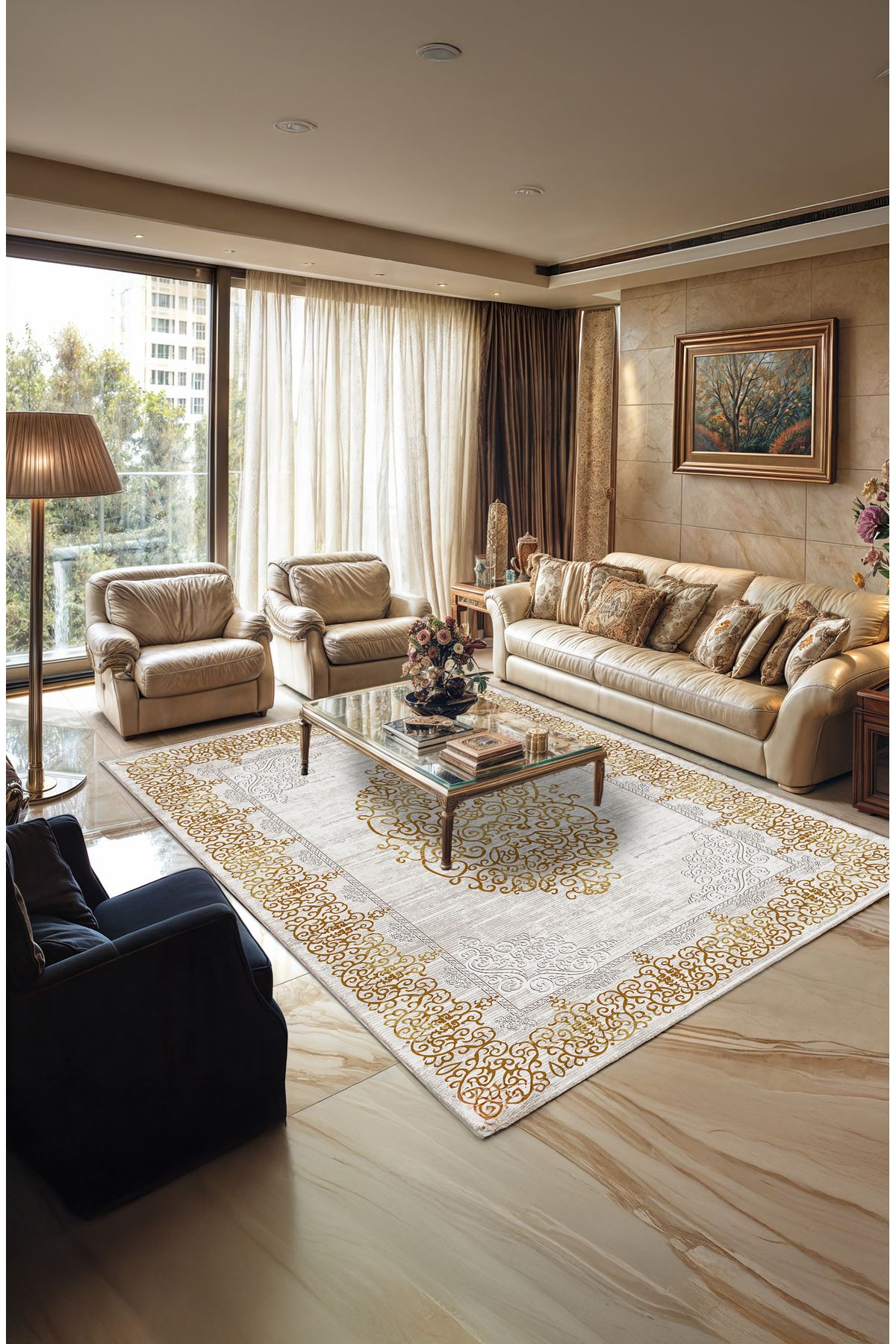 BigArts Home Makinede Yıkanabilir Kaymaz Taban Leke Tutmaz Göbekli Salon Halısı Mutfak Halısı ve Yolluk