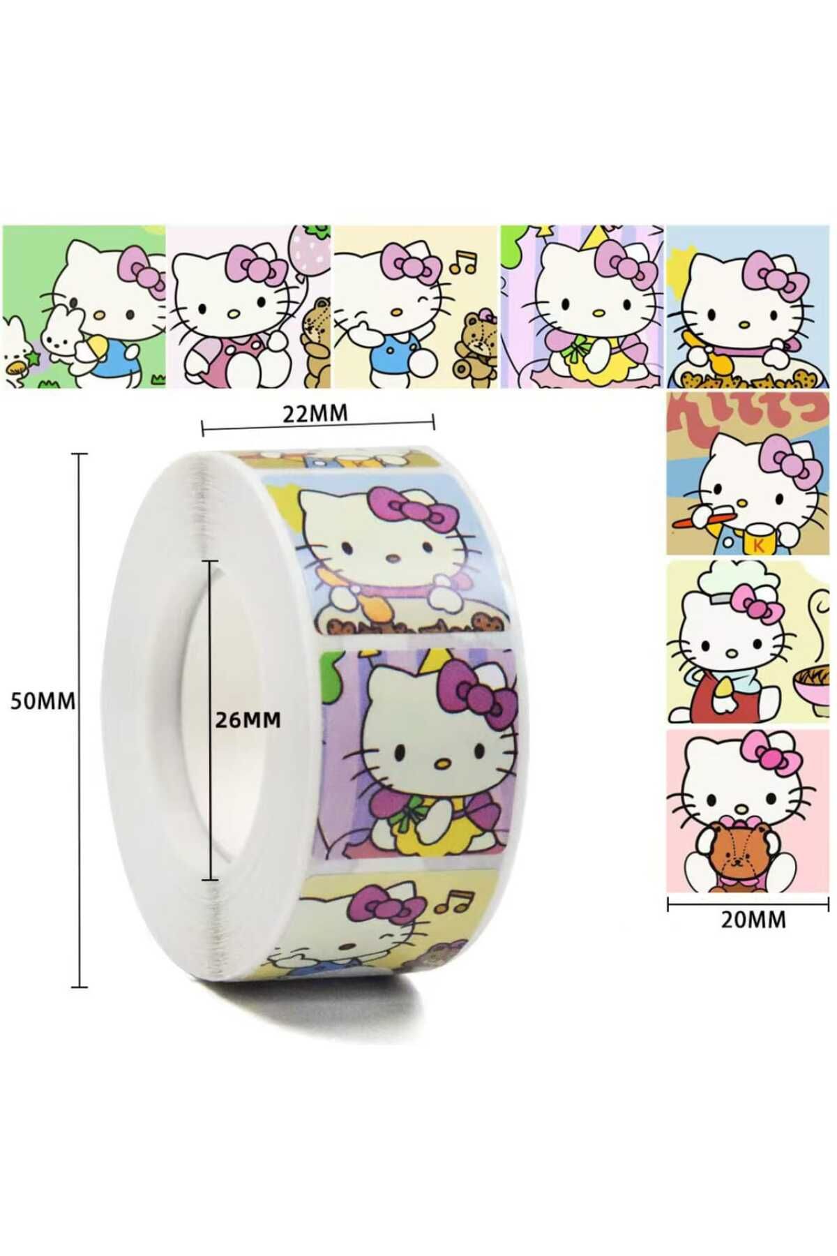 Kaptan Mavi Sanrio Hello Kitty Desenli Rulo Sticker 1 Rulo (500 adet)