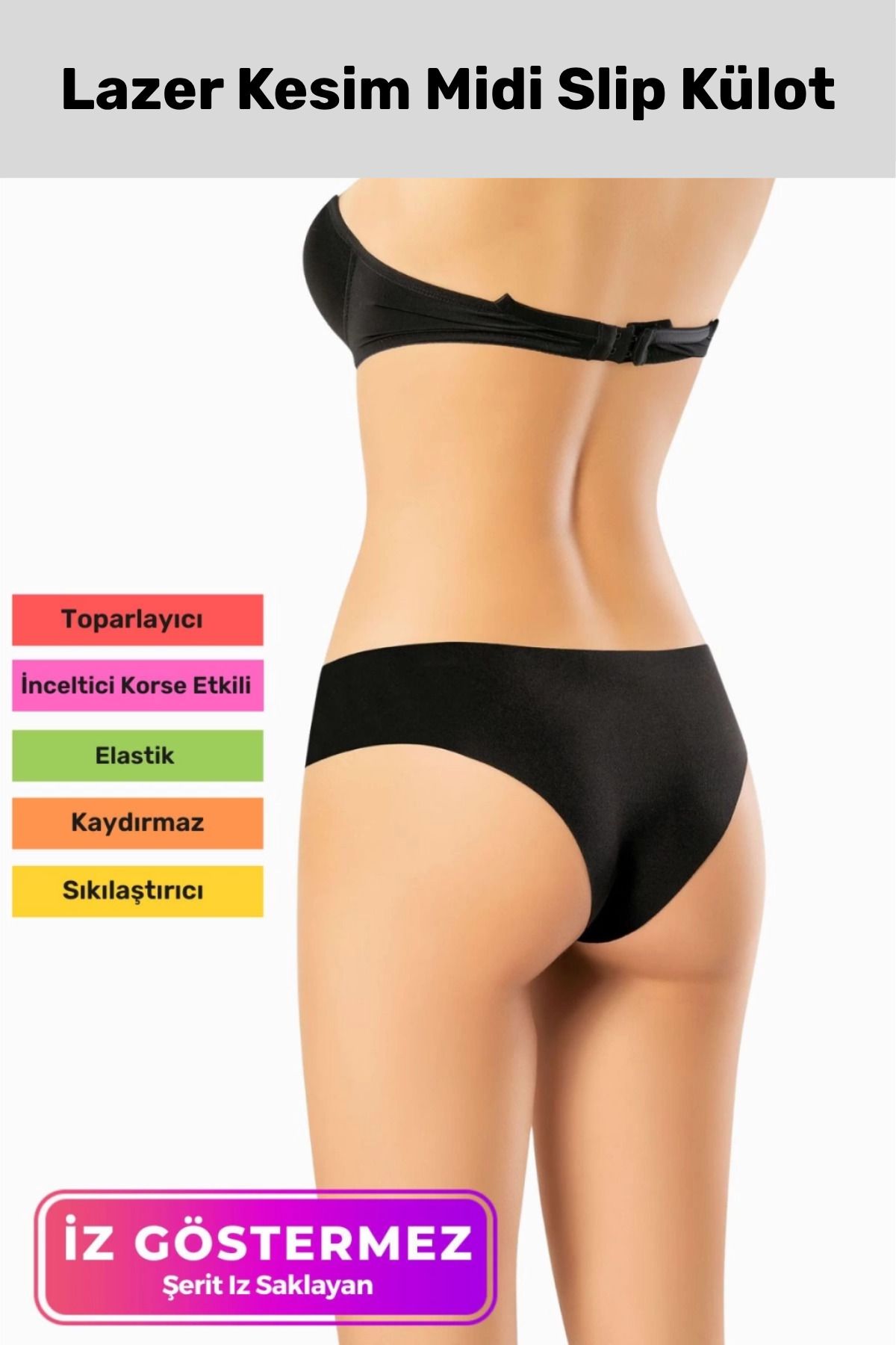 PeraNova Premium İz Göstermeyen Dikişsiz Kaymaz Toparlayıcı Popo Şekillendirici Lazer Kesim Midi Slip Külot