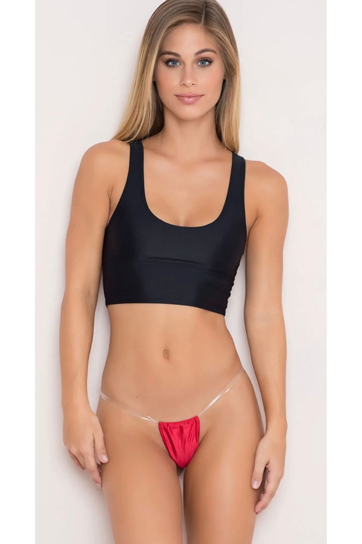Cicişim-Red Transparent Elastic Fancy String Thong 2