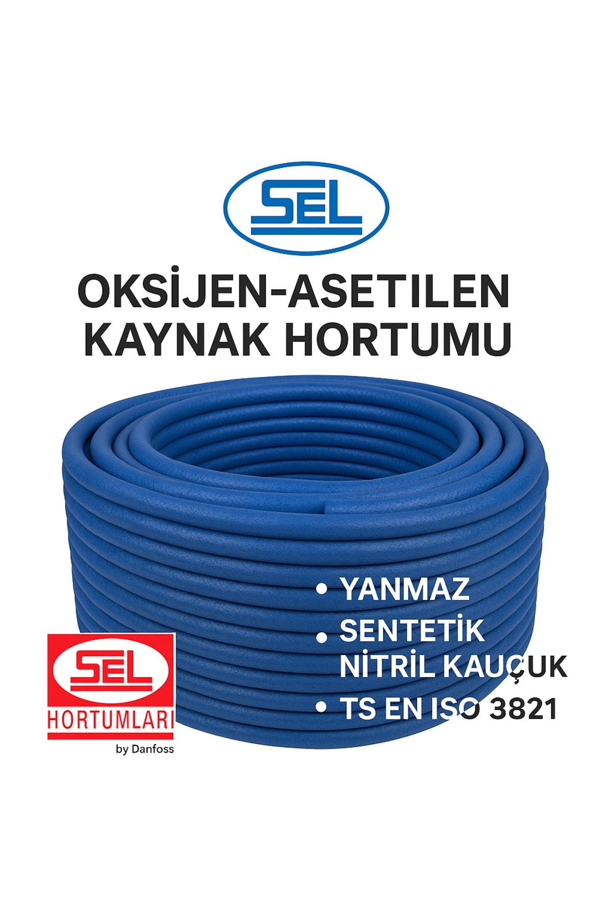 sel hortum Jupiter 100 Metre Mavi Kaynak Hortumu 8mm (5/16”) – Yanmaz, TS EN ISO 3821