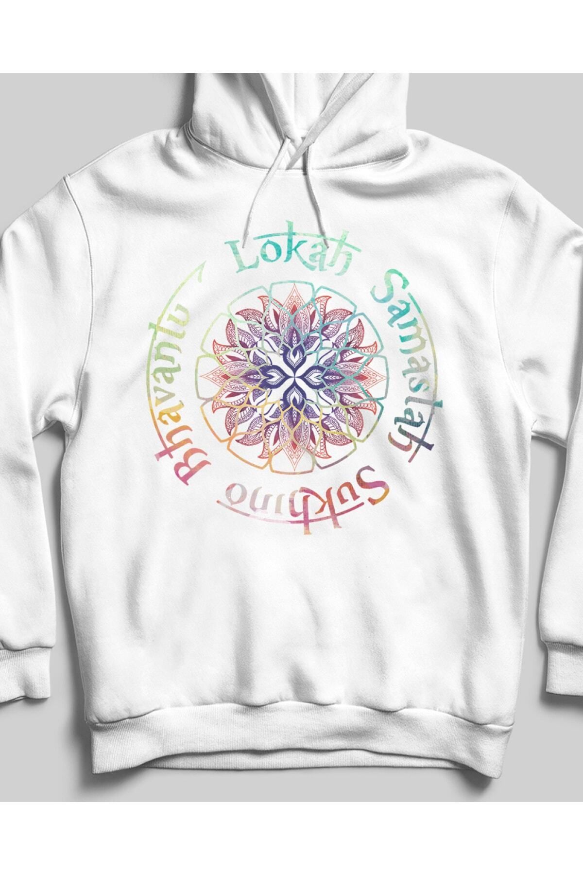 Pisa Art Unisex Lokah Beyaz Cepsiz Kapüşonlu Sweatshirt