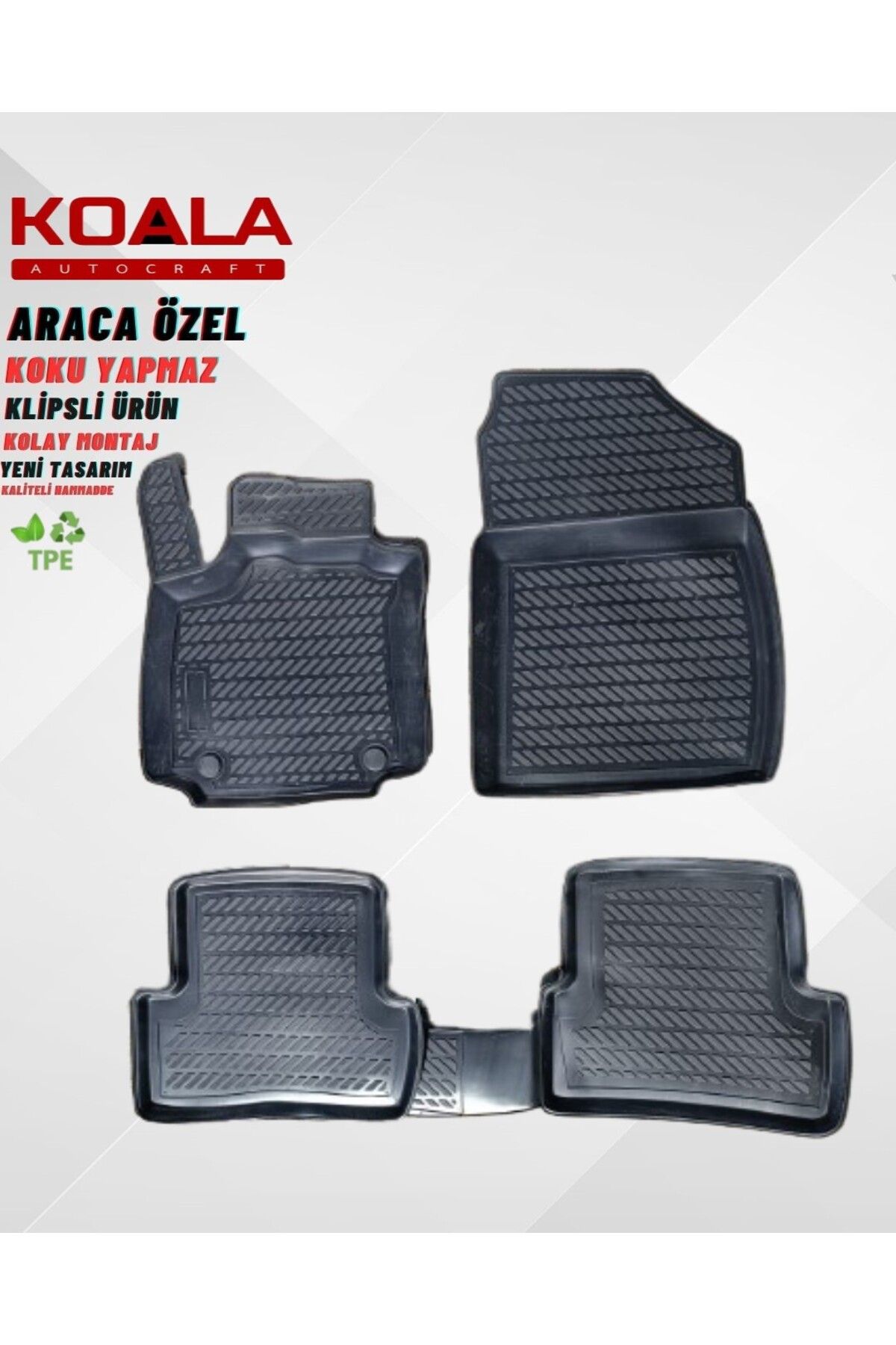 KoalaOtoTekstil Renault Clio 4 Uyumlu (2012-2019) Araca Özel Havuzlu Paspas