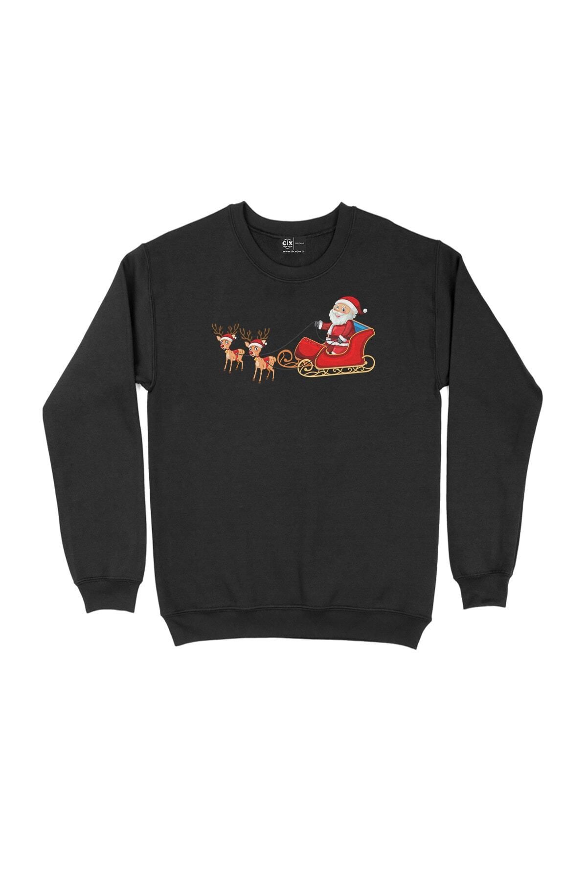 Pisa Art Noel Baba Ve Geyikli Yılbaşı Sweatshirt