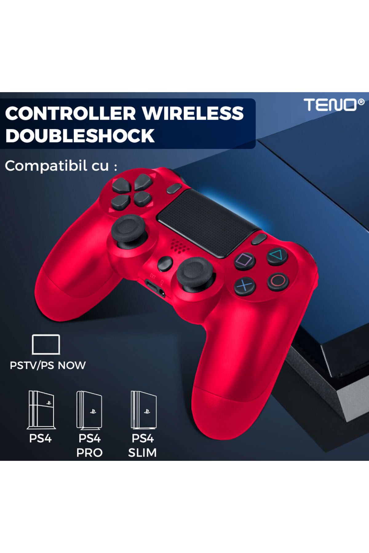 Teno-Wireless Controller For Console, Compatible Ps4/Ps5/Xbox/Switch/Pc, Red 2