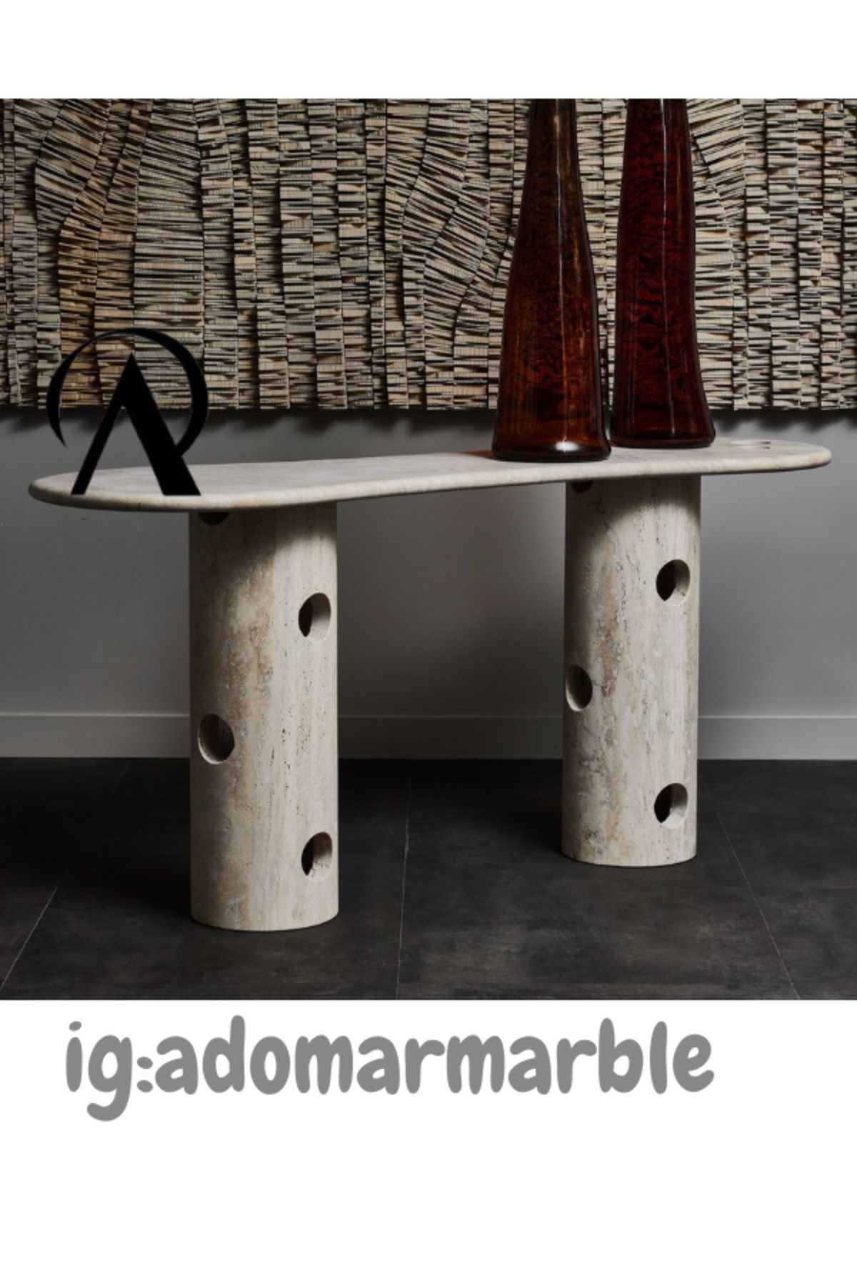 adomarmarblehandmadeandluxury ADOMAR Traverten Dresuar, Mermer Dresuar,Özel Ölçü, , %100 Doğal Taş, Konsol Masası, Antre Dresuar