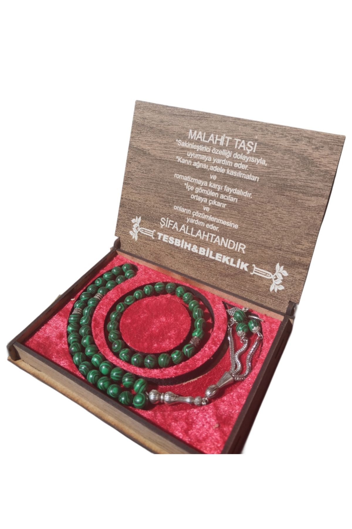 Ats Art Malahit Taşı Doğal Taş Tespih & Doğal Taş Bileklik Set