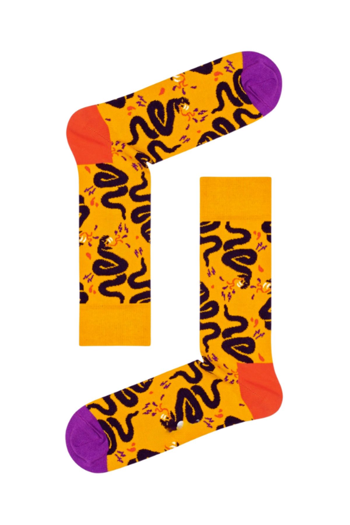 Shuttle Park Özel Seri Happy Renkli Snake Yılan Desenli Socks Eğlenceli Rahat Tasarım Tarz Soket Dikişsiz Çorap