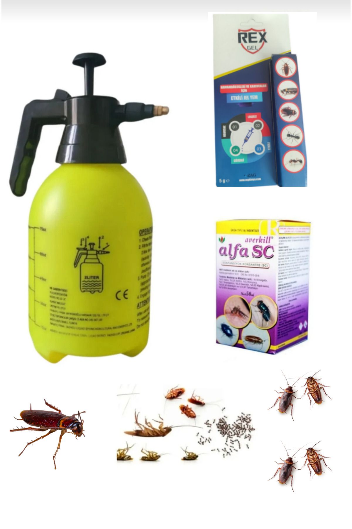 ZAG KİMYA Karafatma Karınca Haşere İlaçlama Set/Rex Jel 5GR-Averkill Alfa 50ML-2LT İlaçlama Pompası