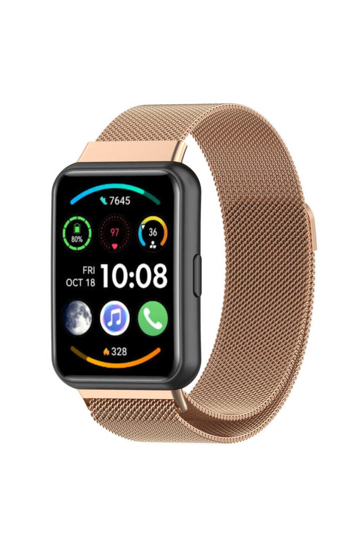 Kılıfist Huawei Watch Fit 2 Uyumlu KRD-01 Metal KLFS Kordon-Rose Gold