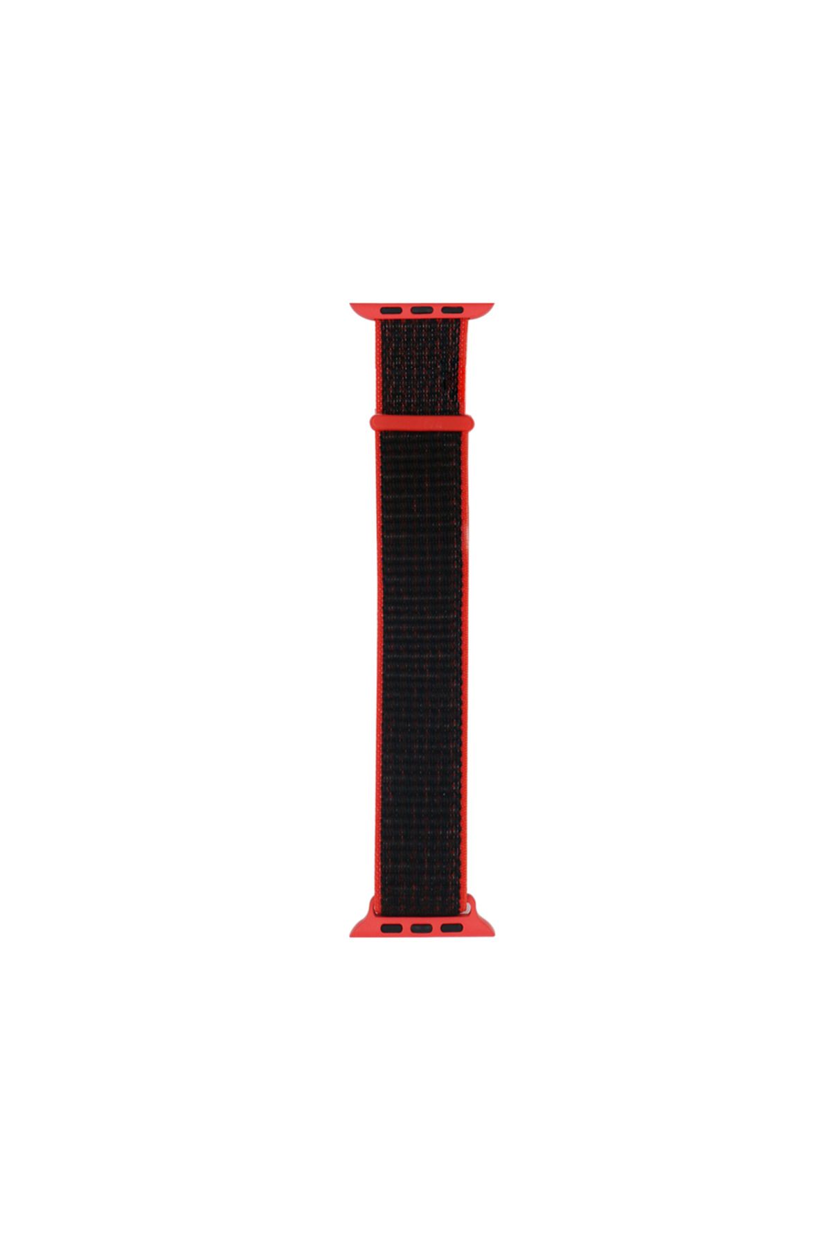 Kılıfist Watch 7 41mm Kordon Band-03 Serisi Hasır Strap Kayış-Kırmızı-Siyah