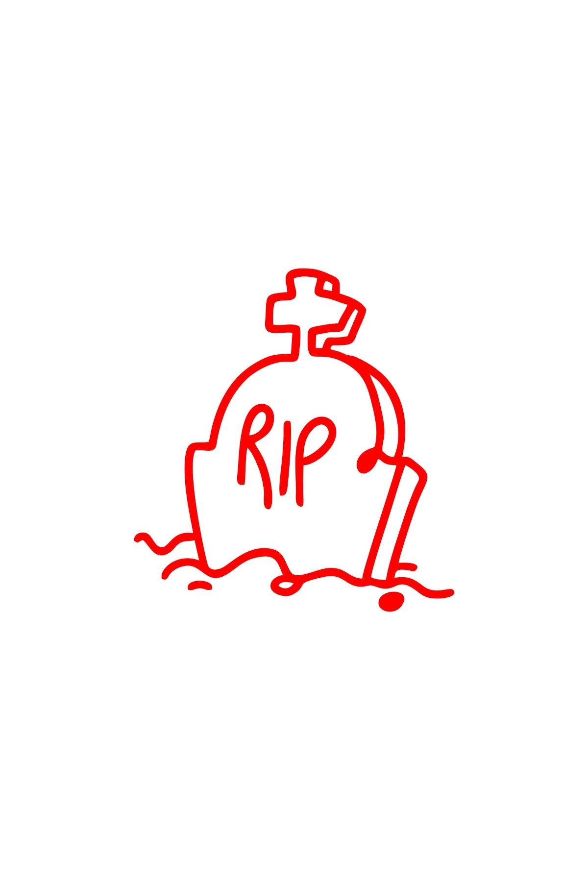 Reysa Tasarım Rip Mezar Taşı Araba Sticker 17x17 Cm Kırmızı