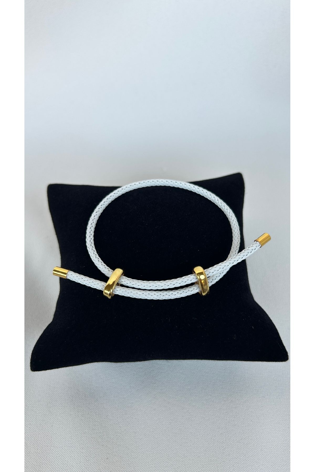 Alvora Accessories Beyaz Paslanmaz Çelik Ayarlanabilir İp Bileklik