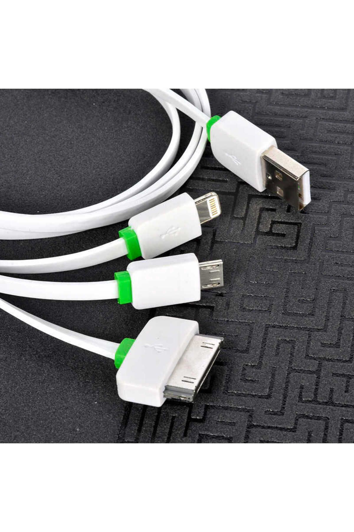 Kılıfist Beyaz High Speed 3 in 1 Lightning Micro Type-C Usb Kablo-KLFS