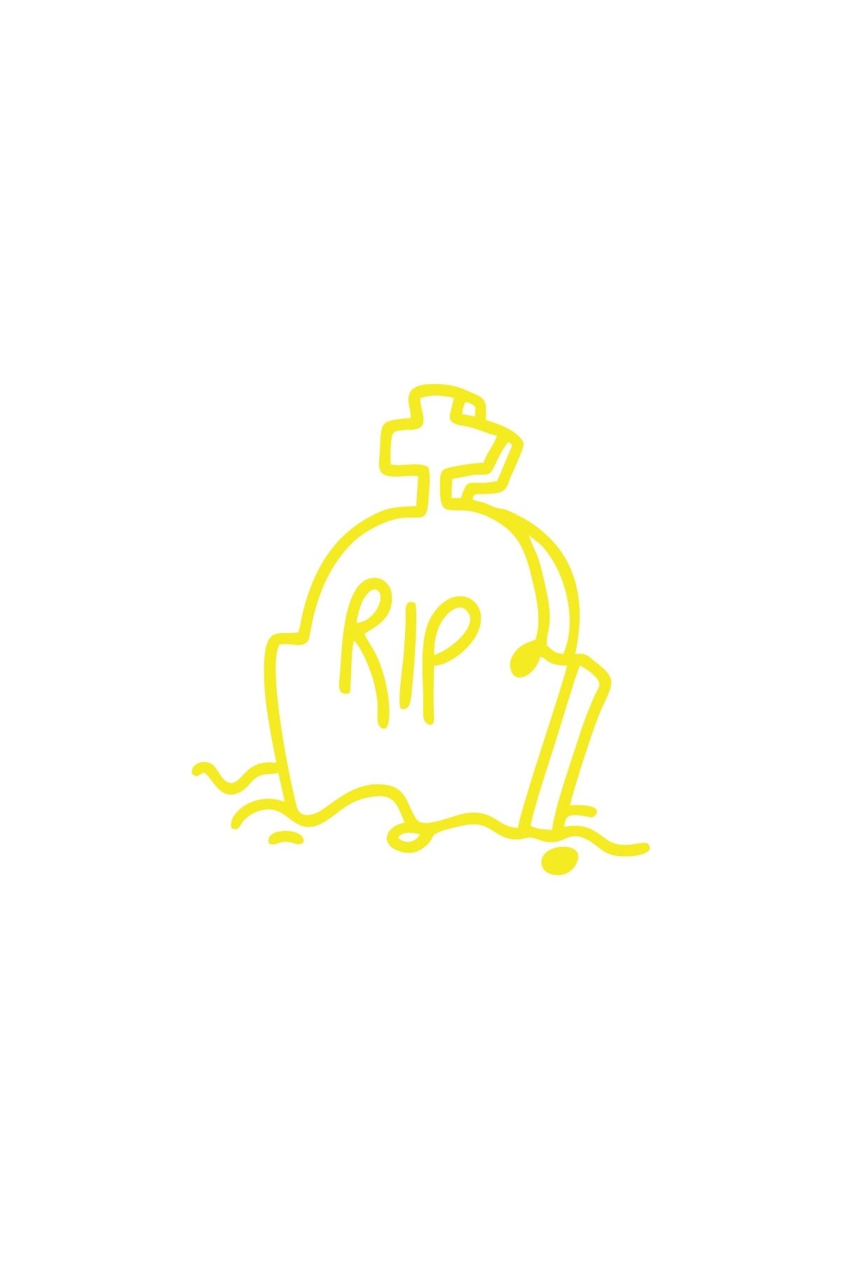 Reysa Tasarım Rip Mezar Taşı Araba Sticker 17x17 Cm Sarı