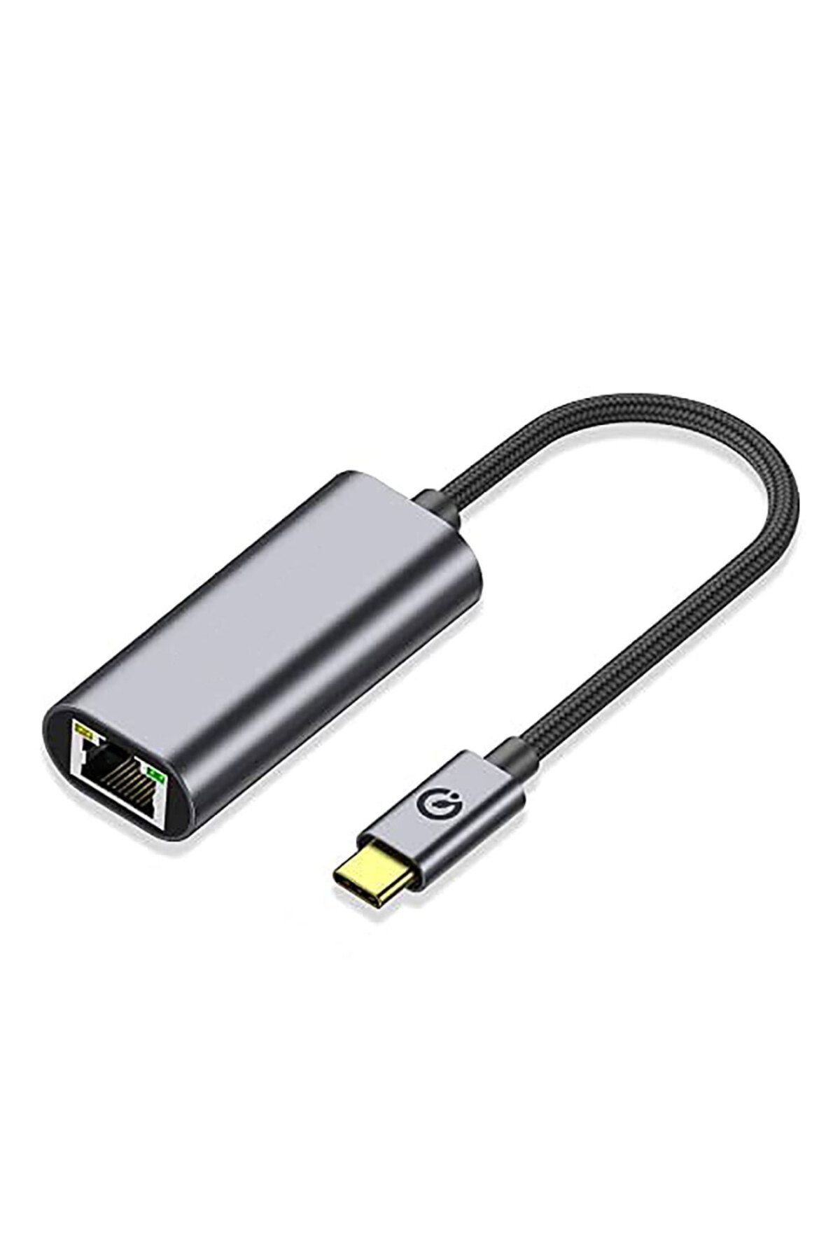 Kılıfist Siyah QG04 Type-C to RJ45 Ethernet Dönüştürücü Kablo 1024Mbps 22cm-KLFS