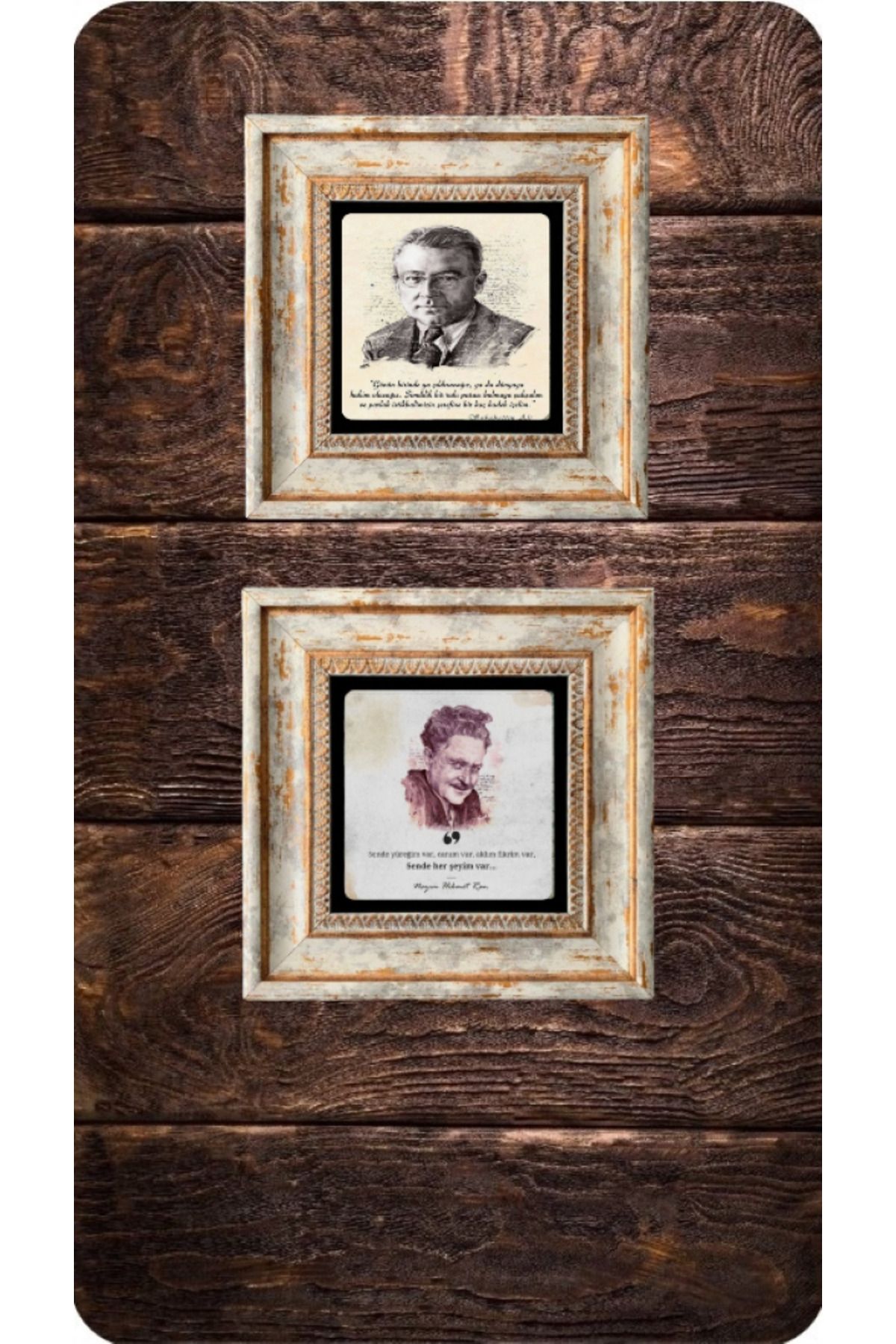 STONEVİVEART Şair ve Yazarlar Taş Tablo 20x20Cm Duvar Dekoru 2li