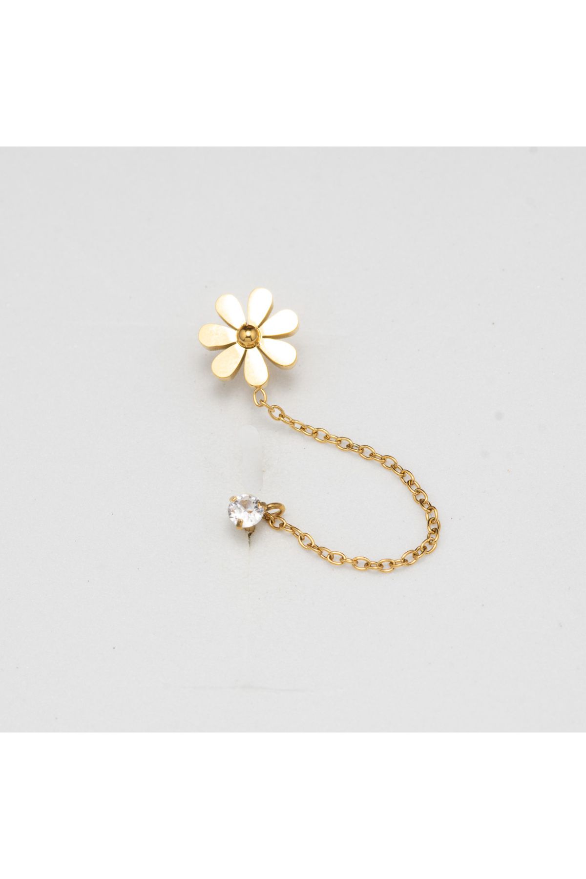 Piercing by Sever ZİNCİRLİ ÇİÇEK ve TAŞ ÇELİK PIERCING… ALTIN/GOLD RENKLİ ve ŞEFFAF TAŞLI (TARGUS HELIX CONCH FLAT)