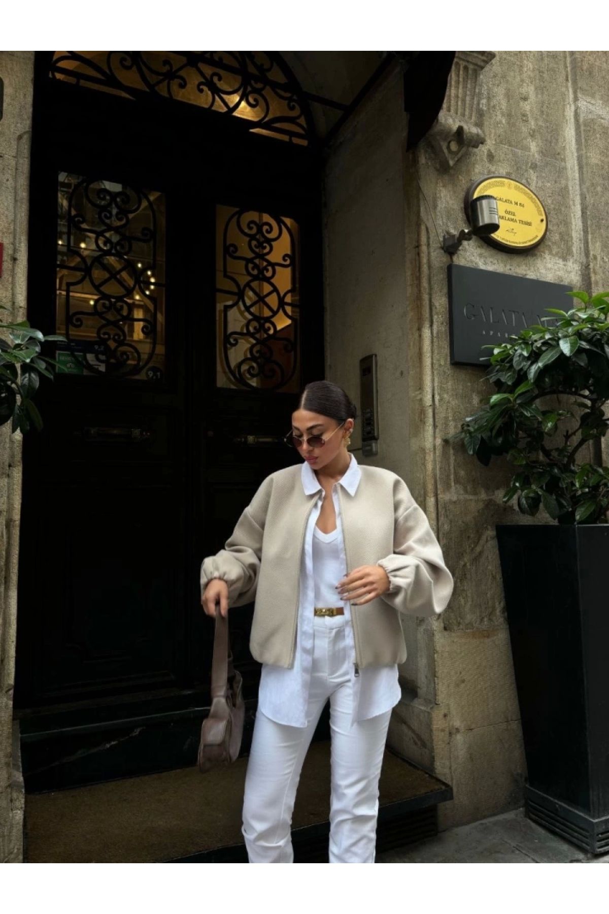 POLEXP Klasik Modern Fermuarlı Kaşmir Ceket - Bej