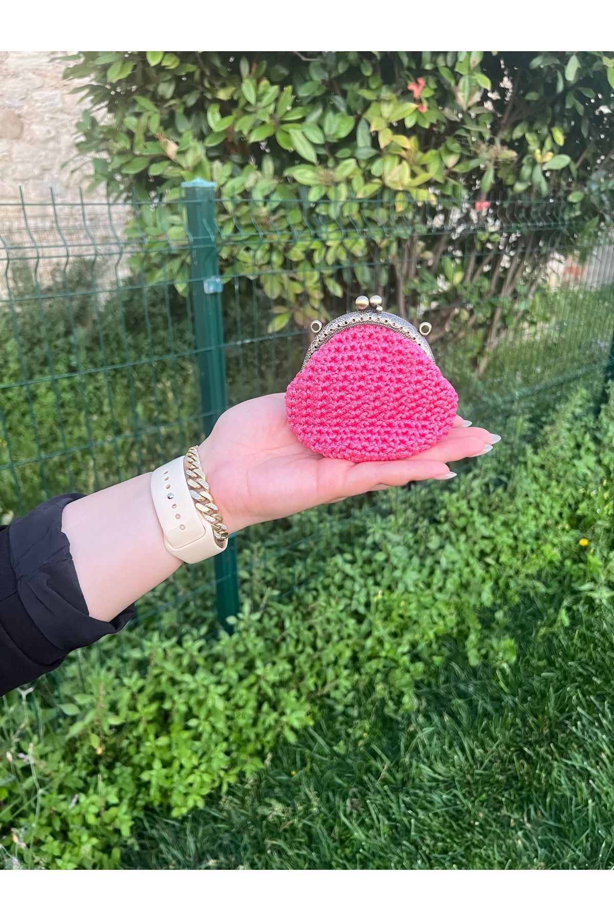GÖKÇEBUTİKS El Örgüsü Pembe Renk Cüzdan