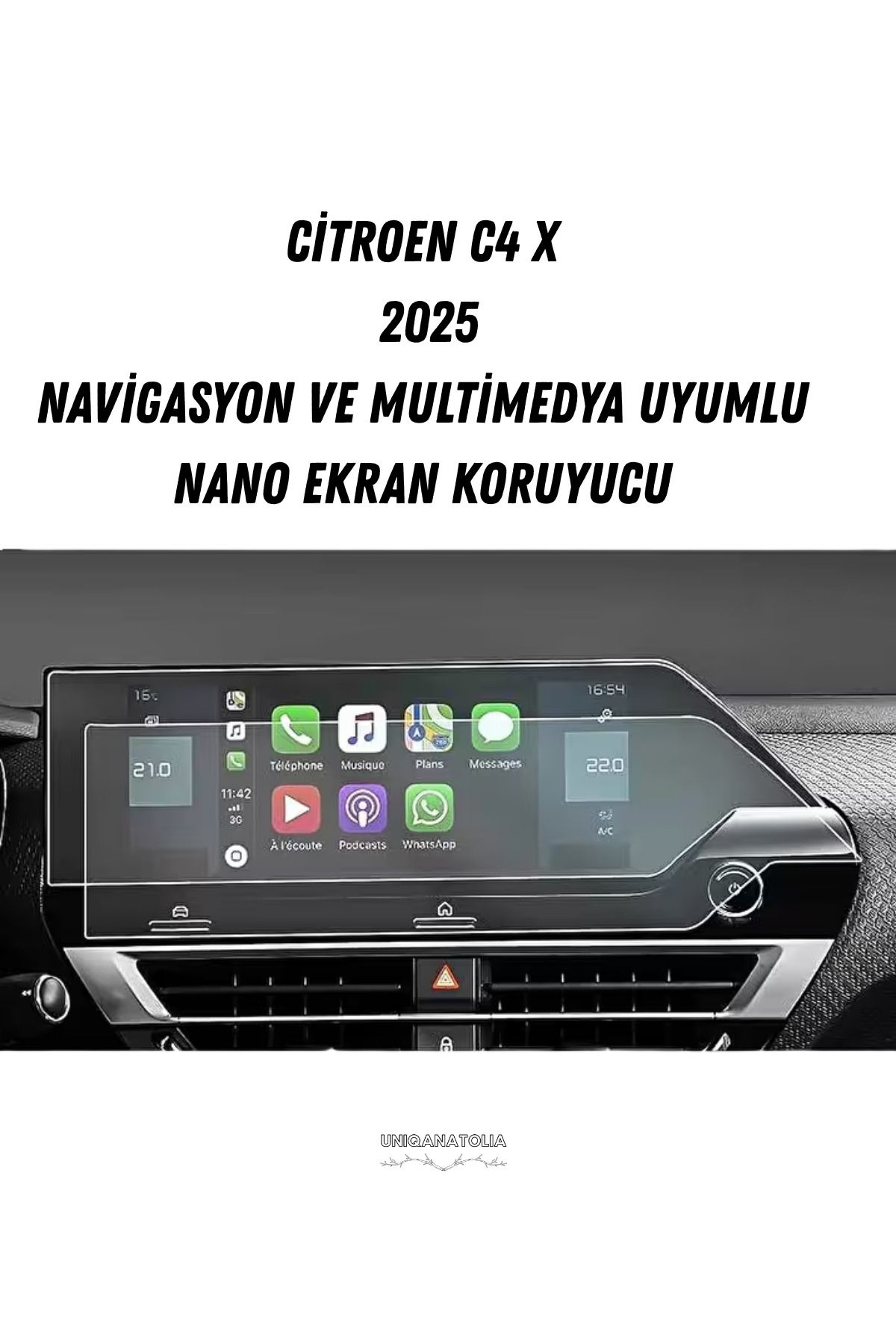 UniqAnatolia Citroen C4 X-C4 X Max 2025 Navigasyon ve Multimedya Uyumlu Nano Ekran Koruyucu