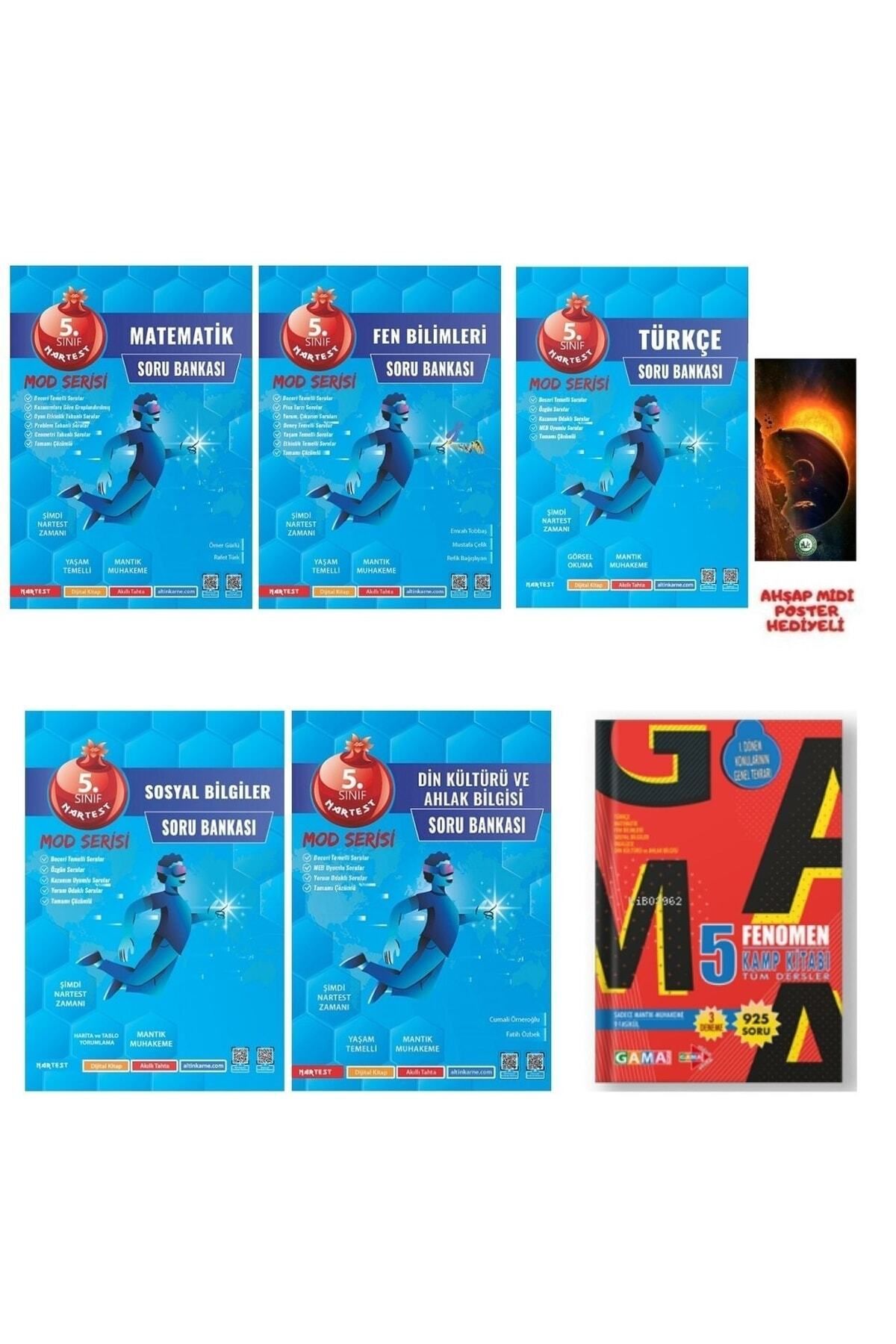 Nartest Yayınları 5 Sınıf Mod Matematik Fen Türkçe Sosyal Din Soru Bankası Fenomen Kamp Kitabı Ahşap Posterli