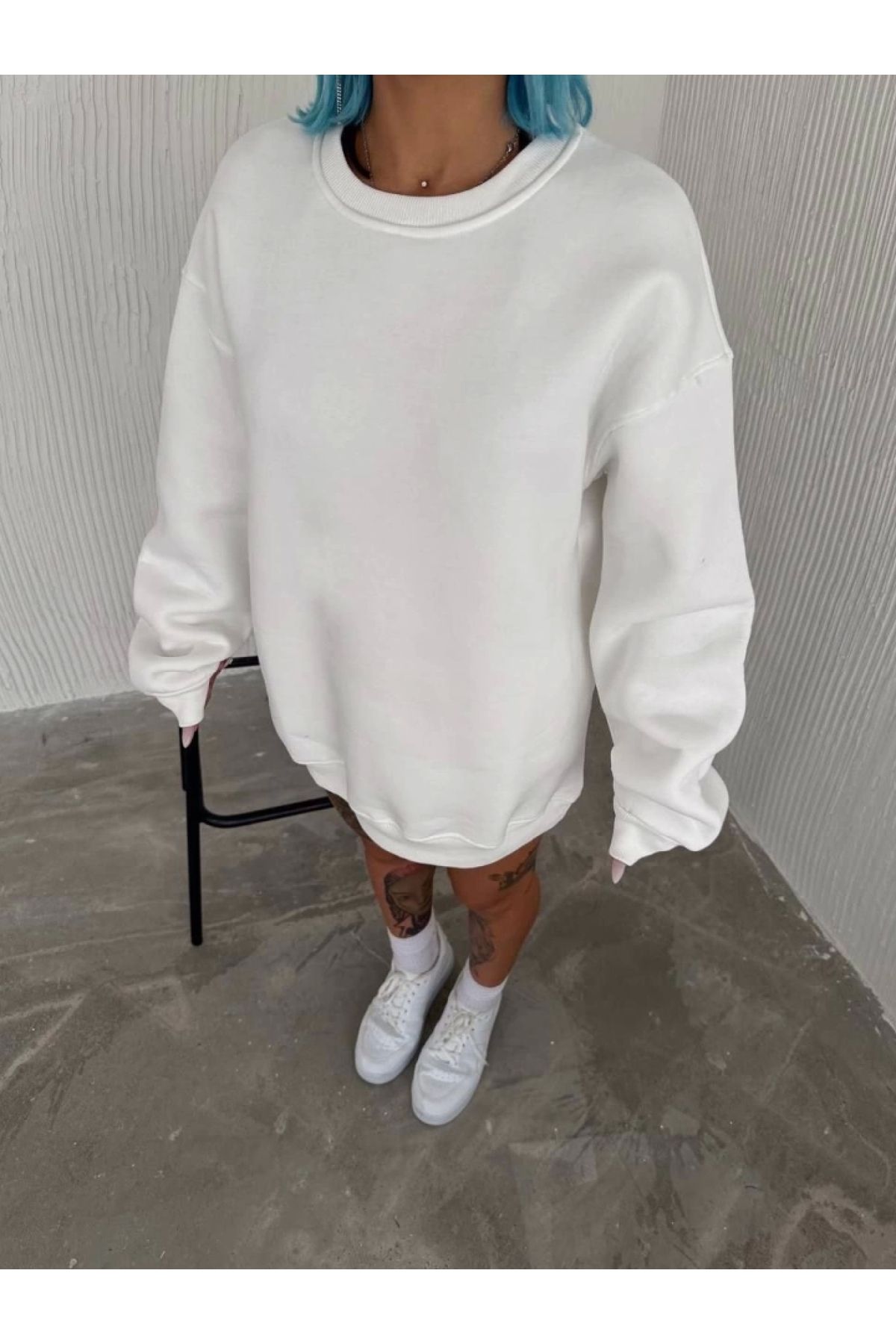POLEXP Sıcak Tutucu Kış Sweatshirt - Beyaz