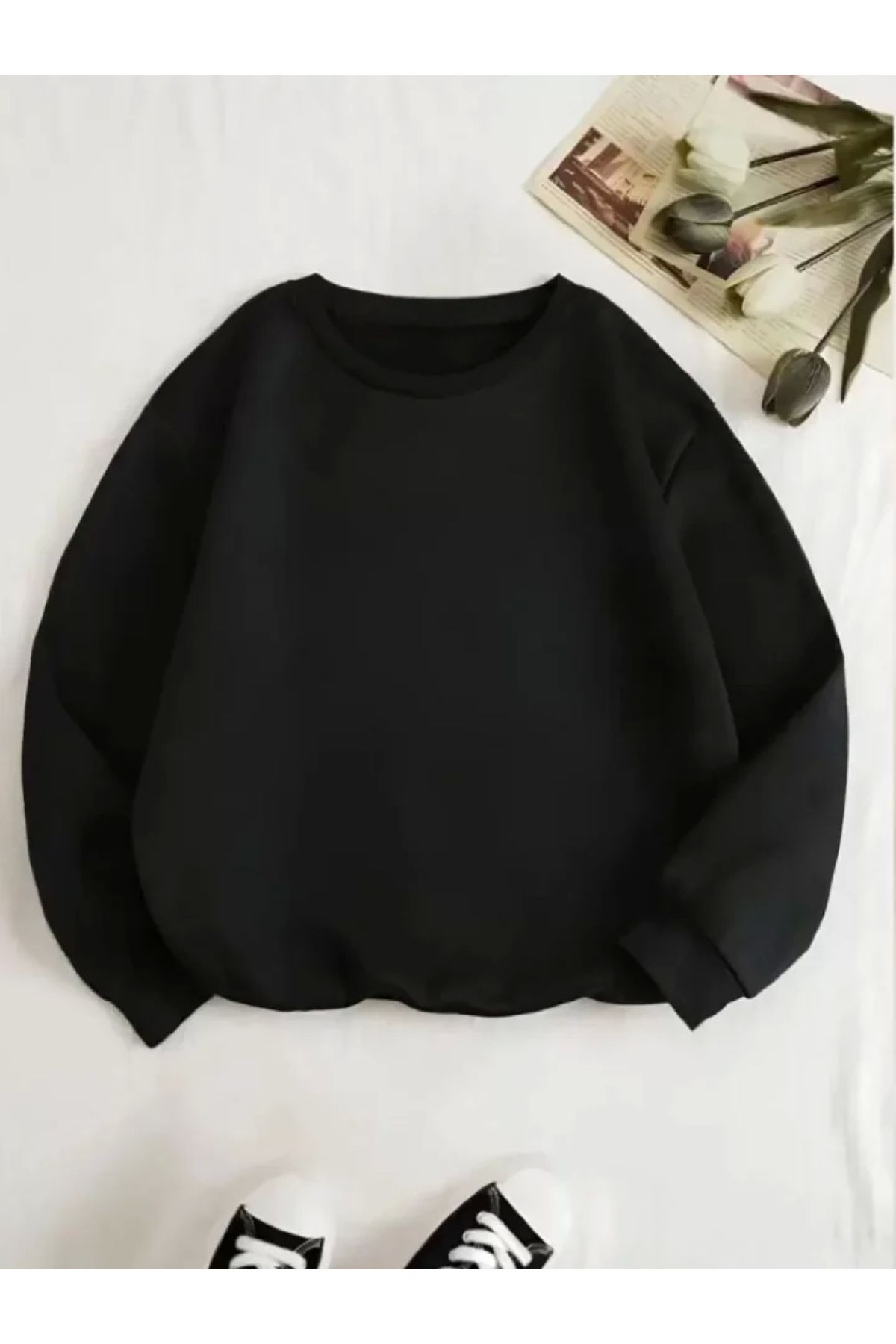POLEXP Siyah Biskilet Yaka Sweatshirt