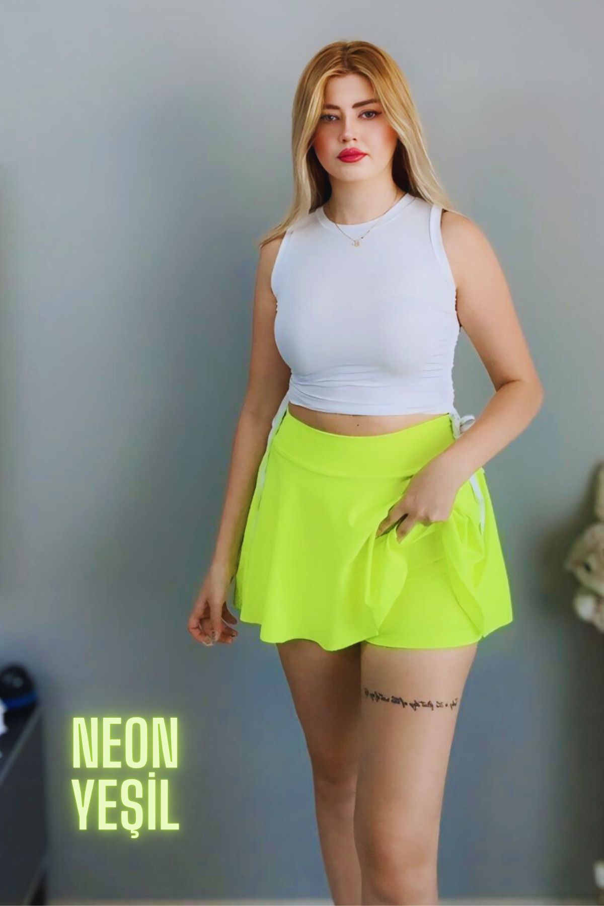 mrmpro Kadın Volanlı İçi Şortlu Plaj Deniz Havuz Koşu Tenis Spor Eteği Yüksek Bel Esnek Dalgıç Kumaş