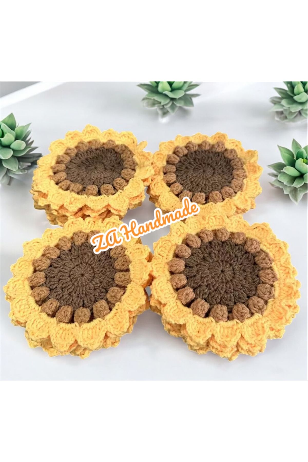 ZAHandmade Ayçiçeği bardak altılığı