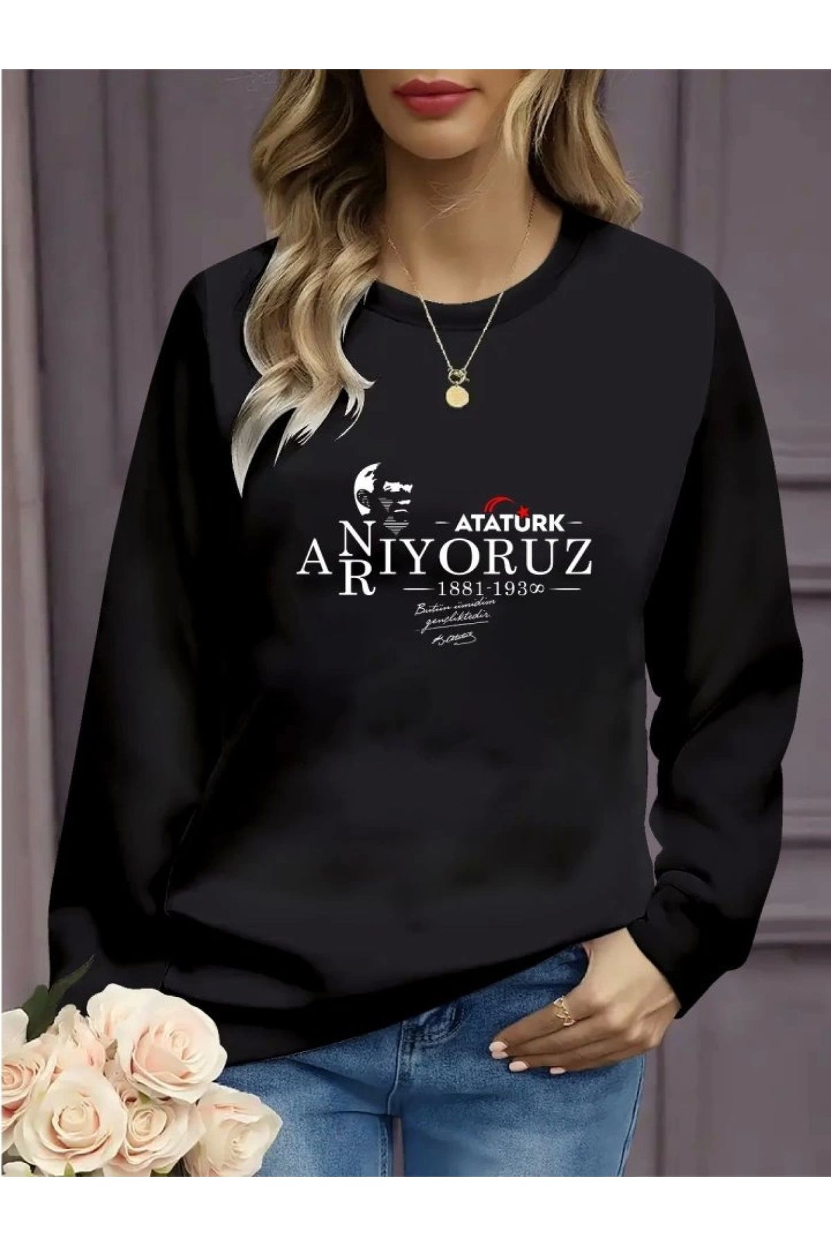 POLEXP Uzun Kollu Viskon Kadın Sweatshirt