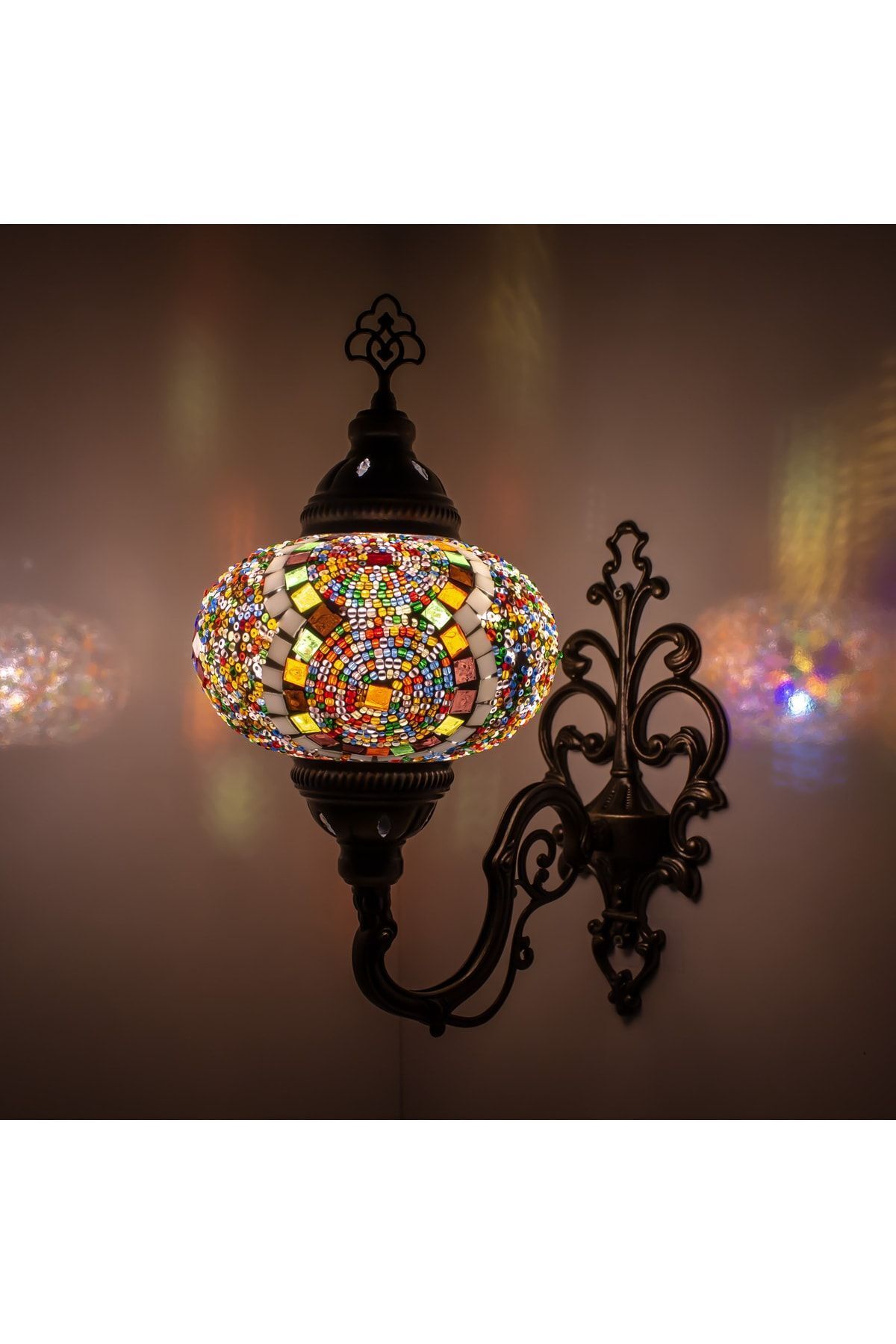SerenityHaven Cam Mozaik Aplik Dekoratif Duvar Lambası Çok Renkli