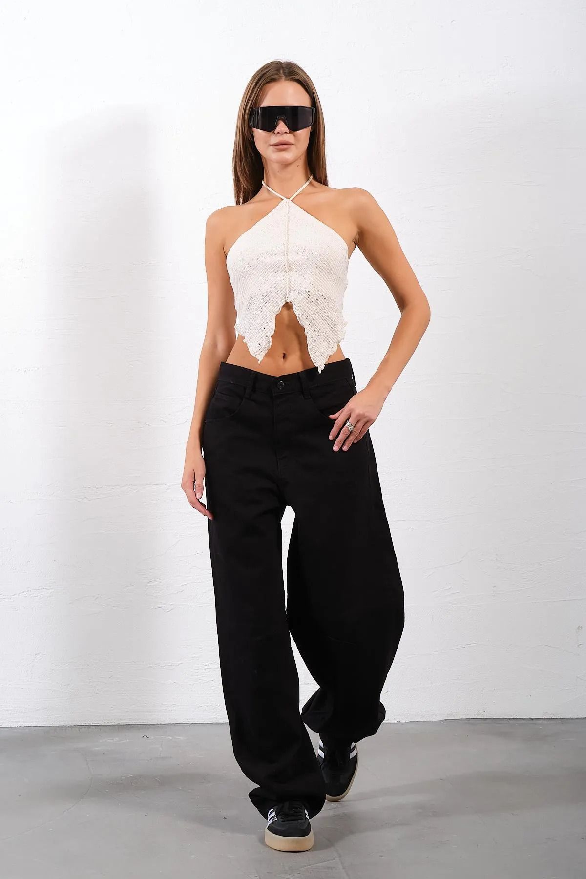 Rift Jeans Baggy Yıkamalı Toka Detaylı Bol Kesim Geniş Paça Rahat Jean Kot Salaş Kadın Pantolon
