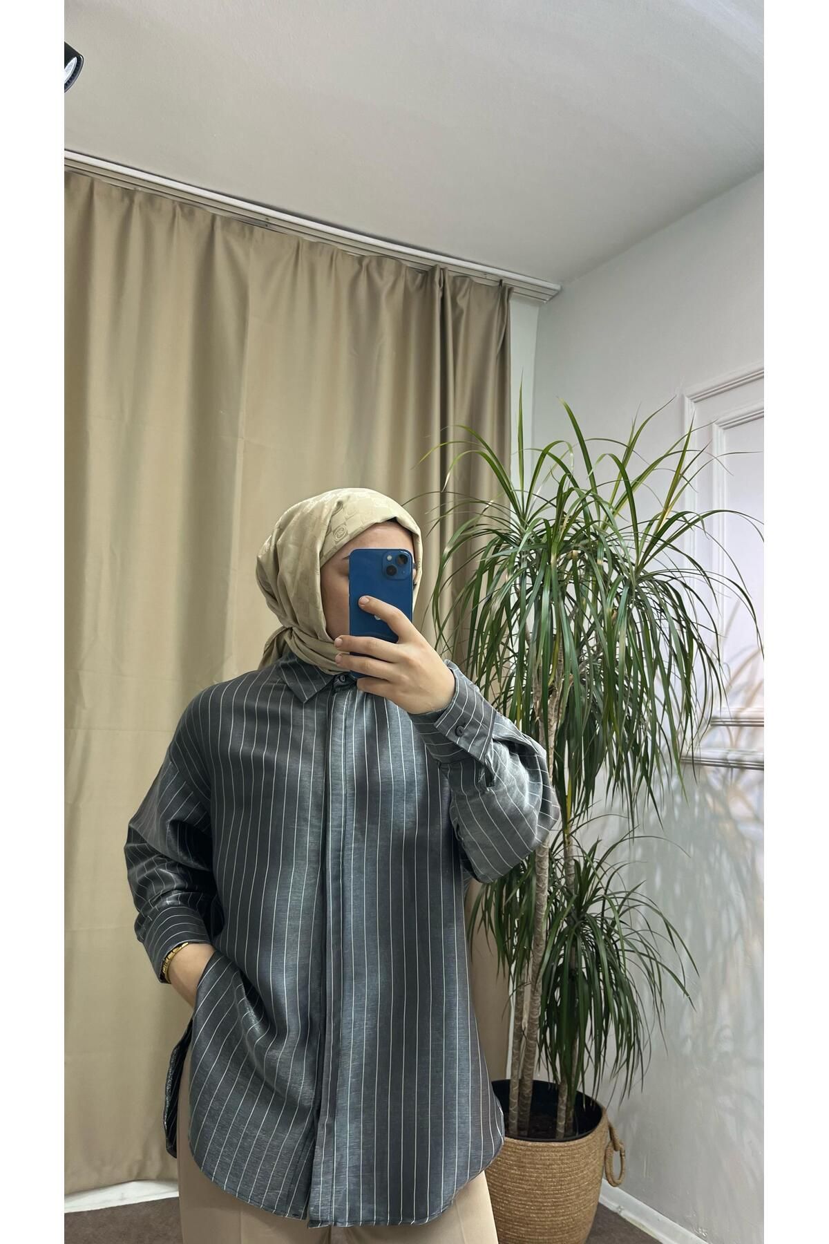 lamina ÇİZGİLİ SATEN GÖMLEK
