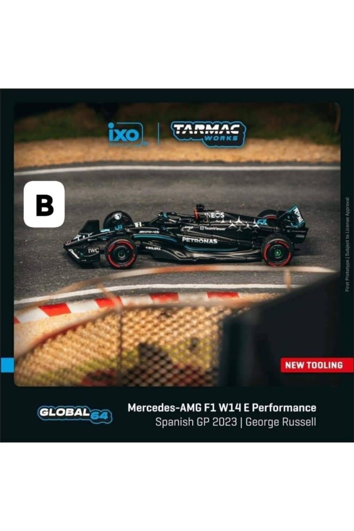 Tarmac Works Mercedes-AMG F1 W14 E Performance Spanish Grand Prix 2023 #63 George Russell